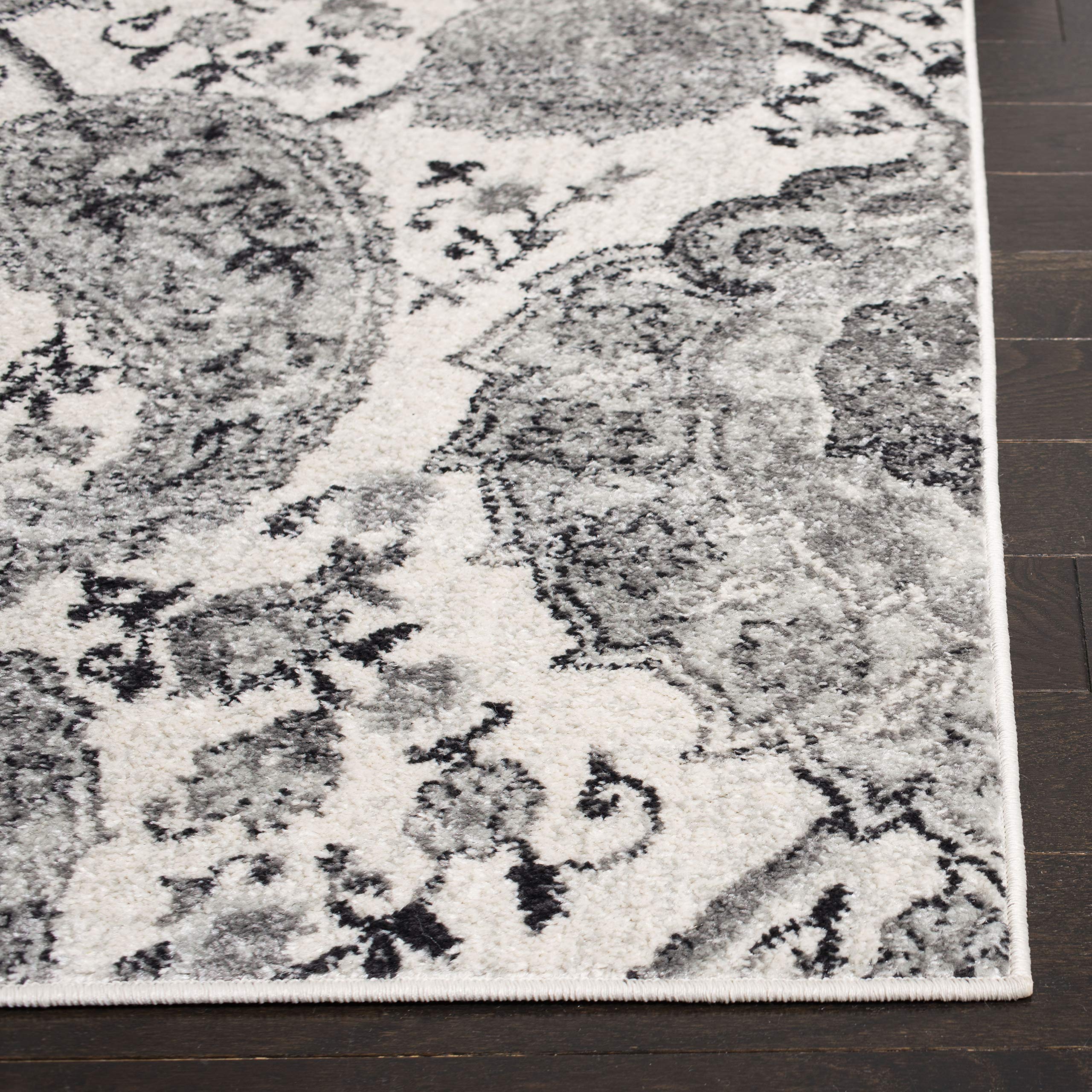SAFAVIEH Madison Collection Accent Rug - 23 x 4, Cream & Silver, Boho Chic Glam Paisley Design, Non-Shedding & Easy Care, Idea