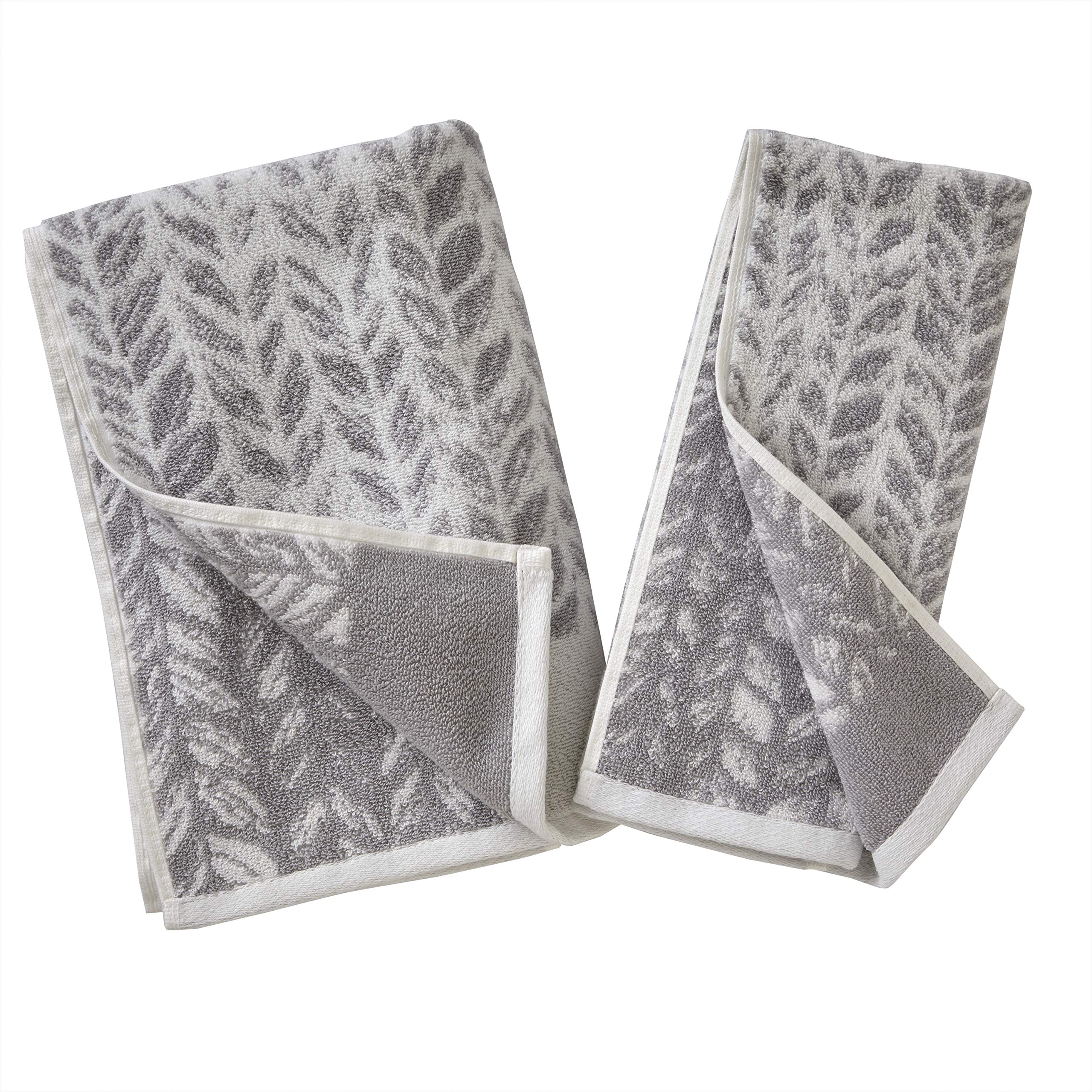 SKL Home by Saturday Knight Ltd. Distressed Leaves Hand Towel Gray  16x26 (2-Pack)
