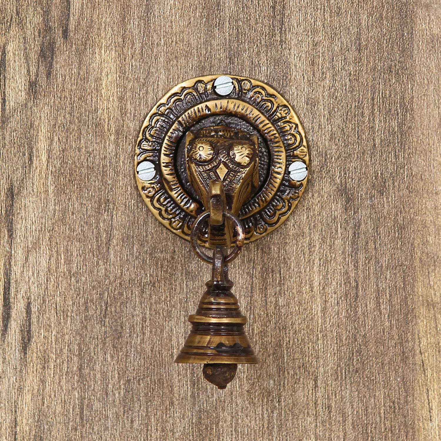 Ecraftindia Brass Lord Ganesh Face Wall Hanging With Bell (Bgg518)