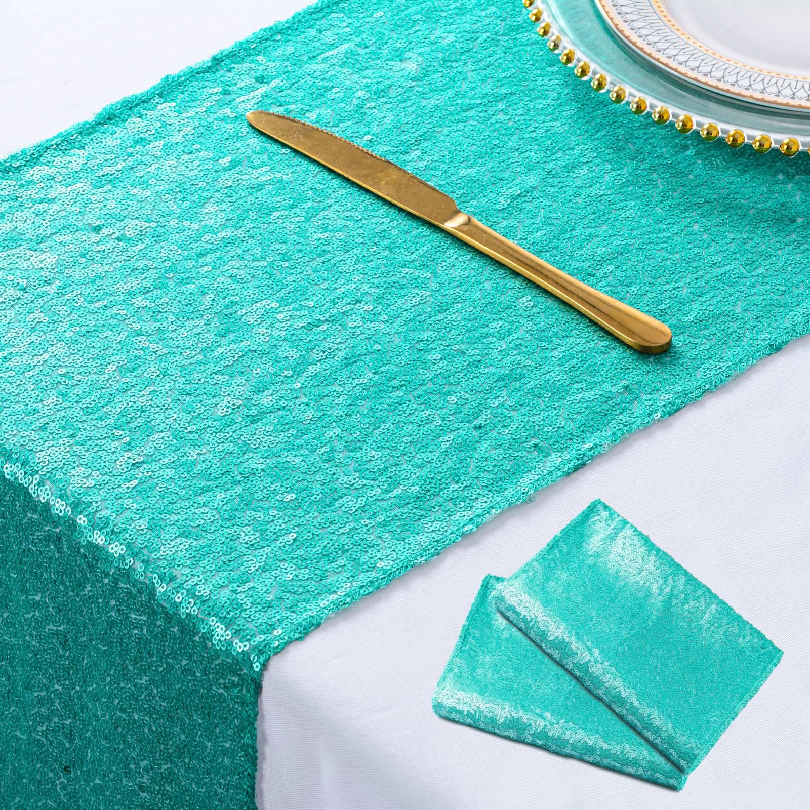 Shinybeauty Wedding Decor Sequin Table Runner 2Pcs Mint Green-12X72-Inch Party Runners For Table, Dining Table Runners Christmas