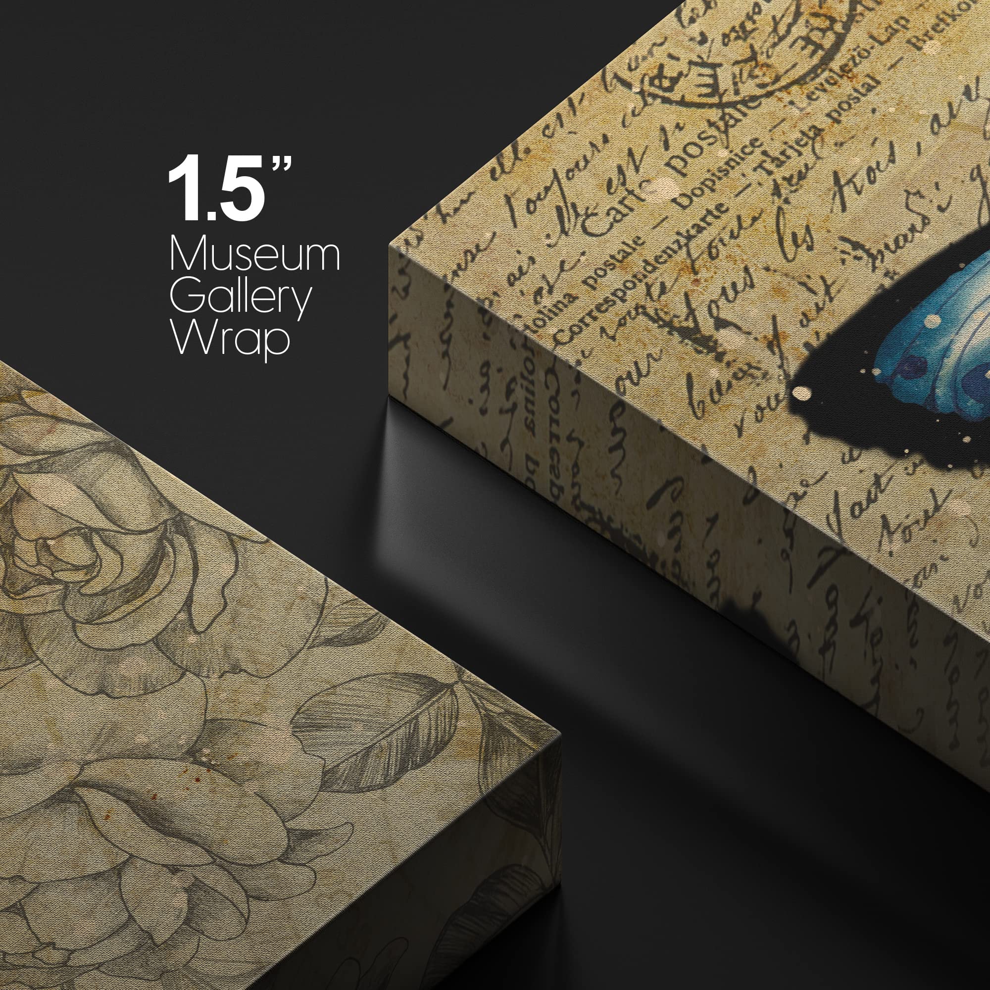 Wall26 Canvas Print Wall Art Blue Monarch Butterfly Floral Pattern Nature Wilderness Rustic Modern Art Farmhouse Decorative Anim