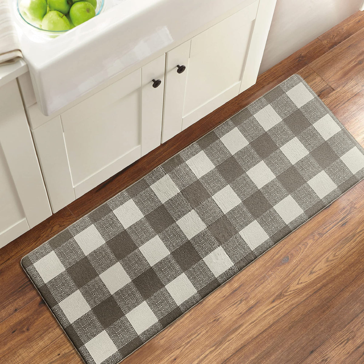 Elrene Home Fashions Farmhouse Living Rustic Comfort Anti-Fatigue Kitchen Mat, 18'' X 48'', Gray/White
