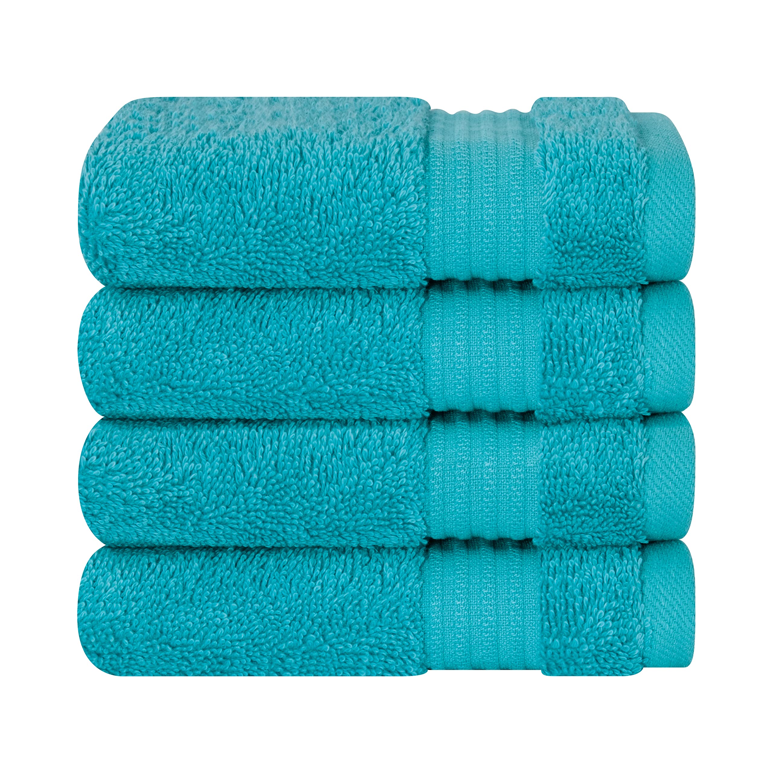 Cotton Paradise 100% Cotton Turkish Washcloths For Bathroom, 4 Piece Soft Absorbent Small Hand Face Towels Wash Rags For Body, A