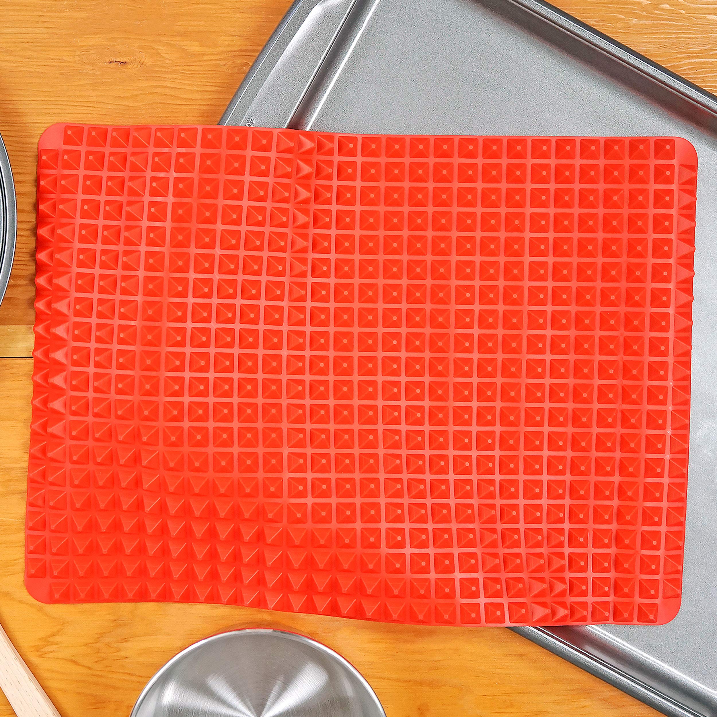 Southern Homewares Healthy Homewares Raised Silicone Baking Sheet Non-Stick Cooking Mat Oven Tray Liner Red