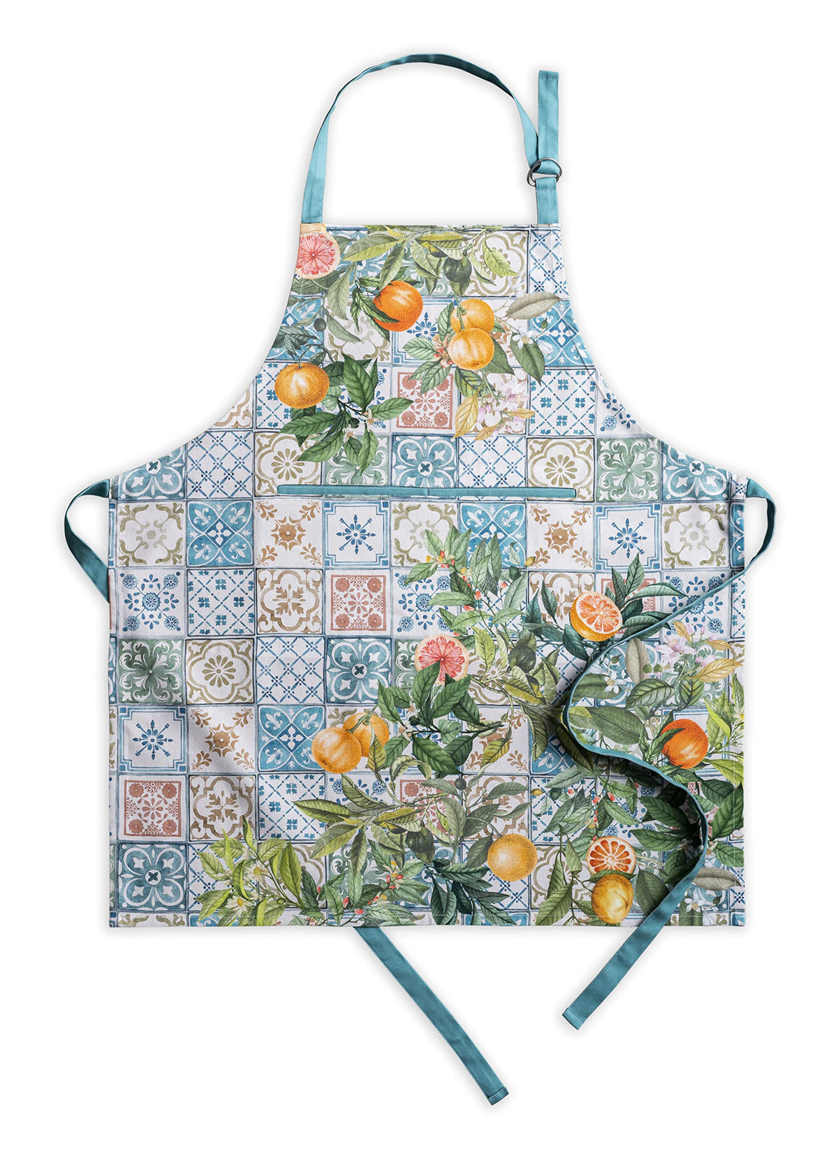Maison D ' Hermine Apron 100% Cotton 1 Piece Adjustable Neck Strap Clothapron With Center Pocket & Long Ties For Gifts, Women, M