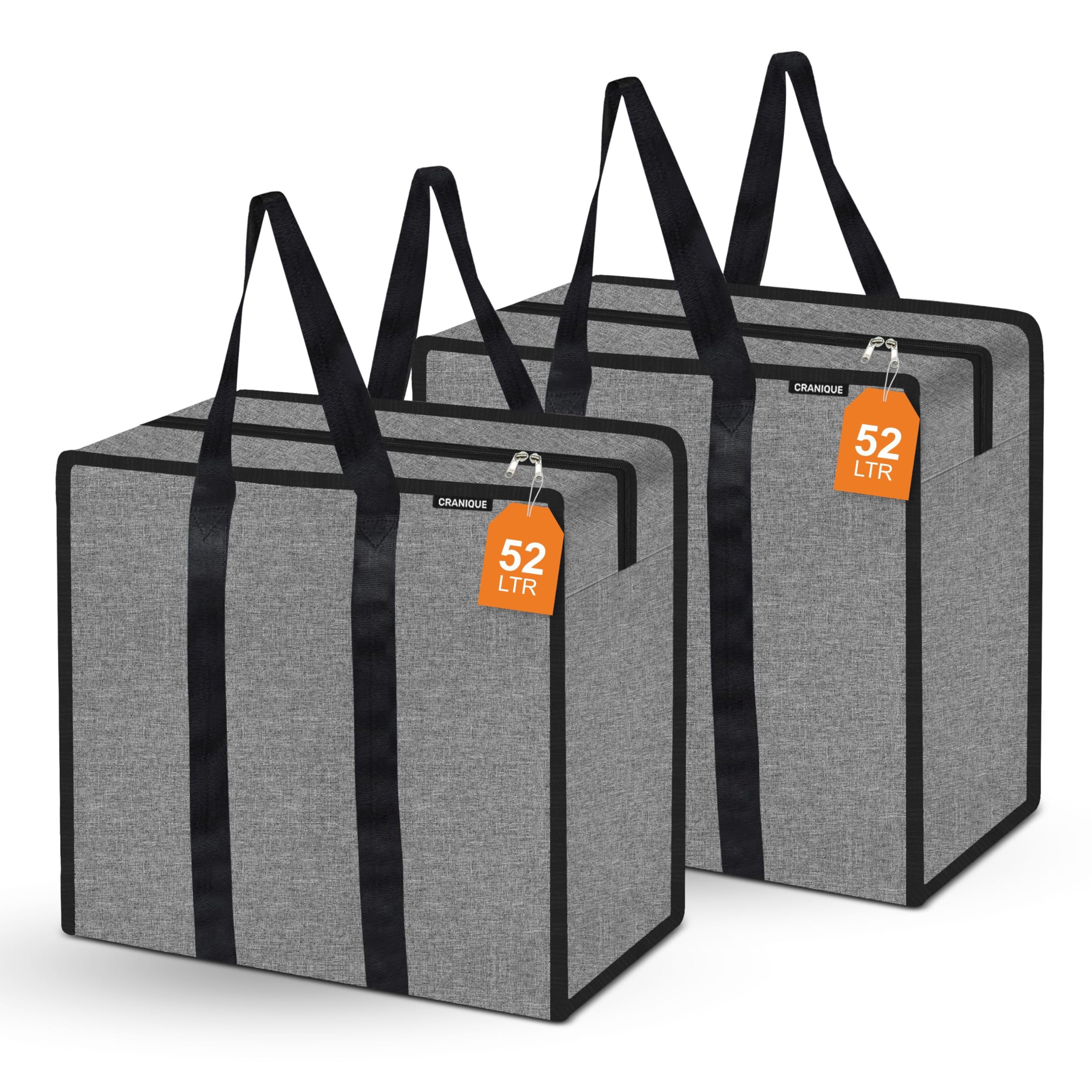 Cranique Large 52L MultiPurpose Underbed Storage Bag/Clothing Storage Organizer/Stationery Paper Storage Bag With Zipper And St
