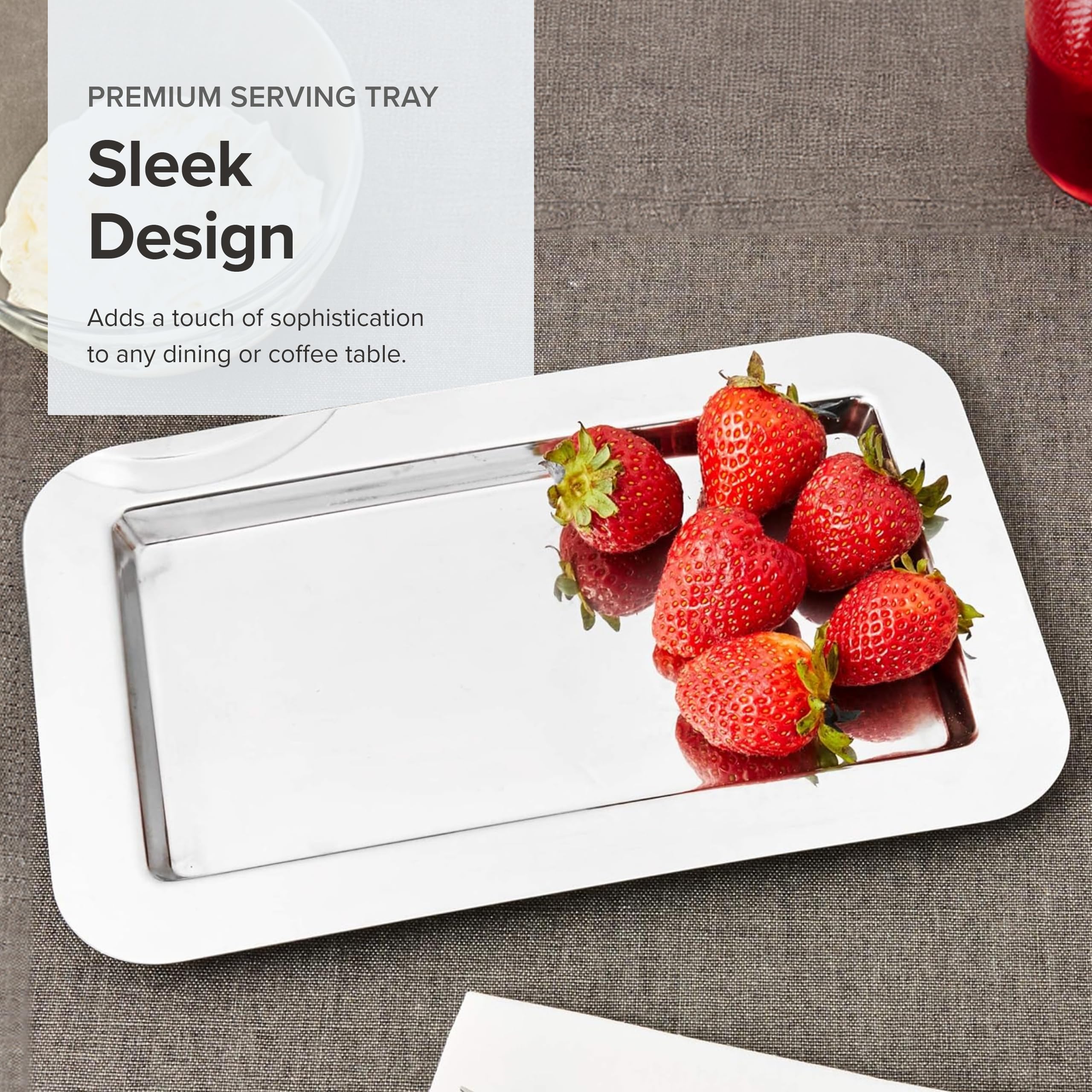 Frieling Usa 18/10 Mirrored Finish Stainless Steel Serving Tray - 9.4-Inch By 5.6-Inch - Stainless Rectangular Serving Trays - O
