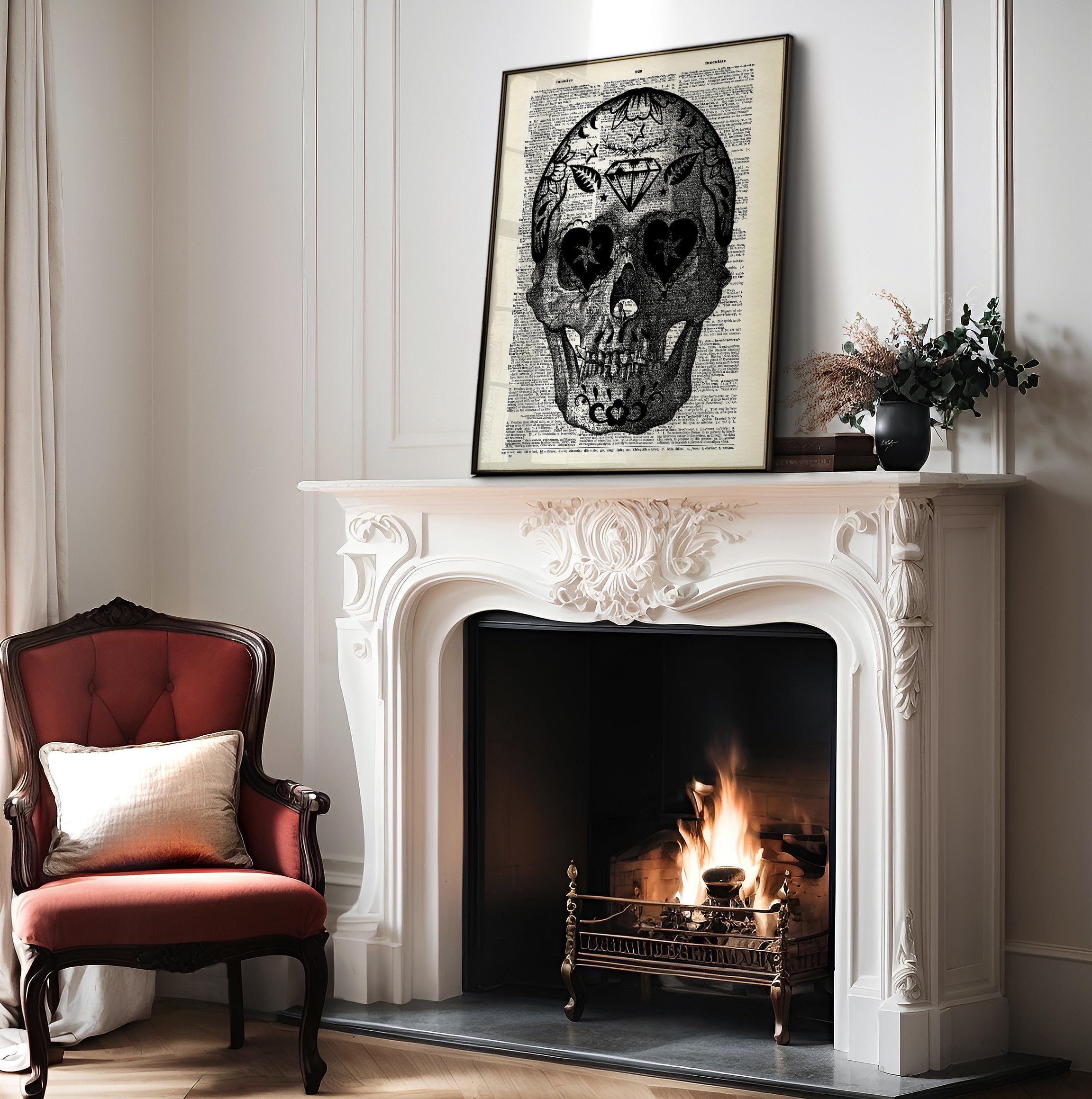 Poster Master Dictionary Art Poster - Retro Sugar Skull Print - Tattoo Art - Day Of The Dead Art - Gift For Men, Women - Cool Go