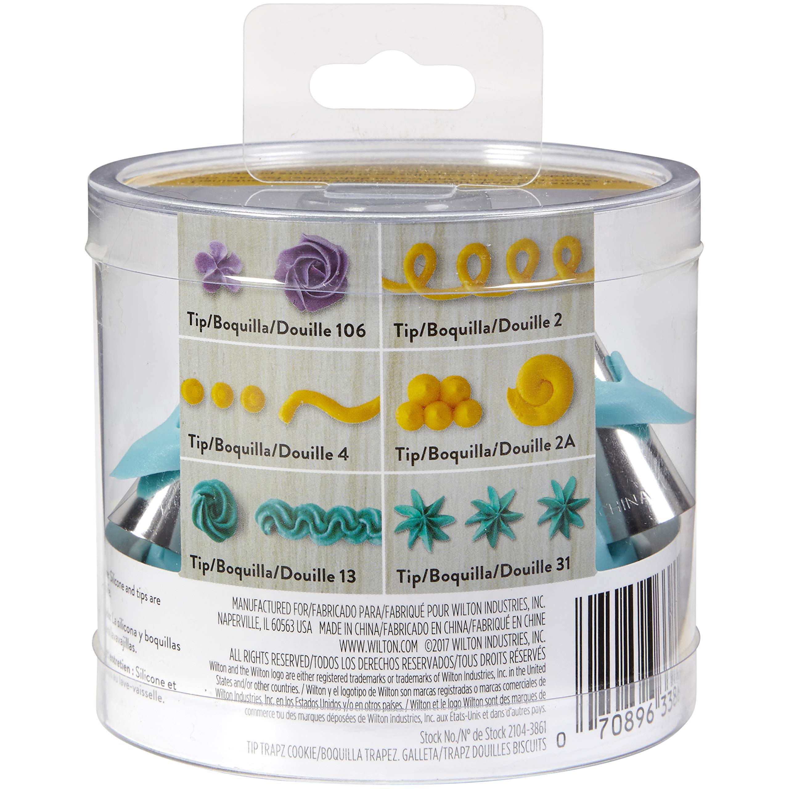 Wilton Biscuit/Cookie Piping Tip Set With Silicone Stand, Turquoise, 7 Piece