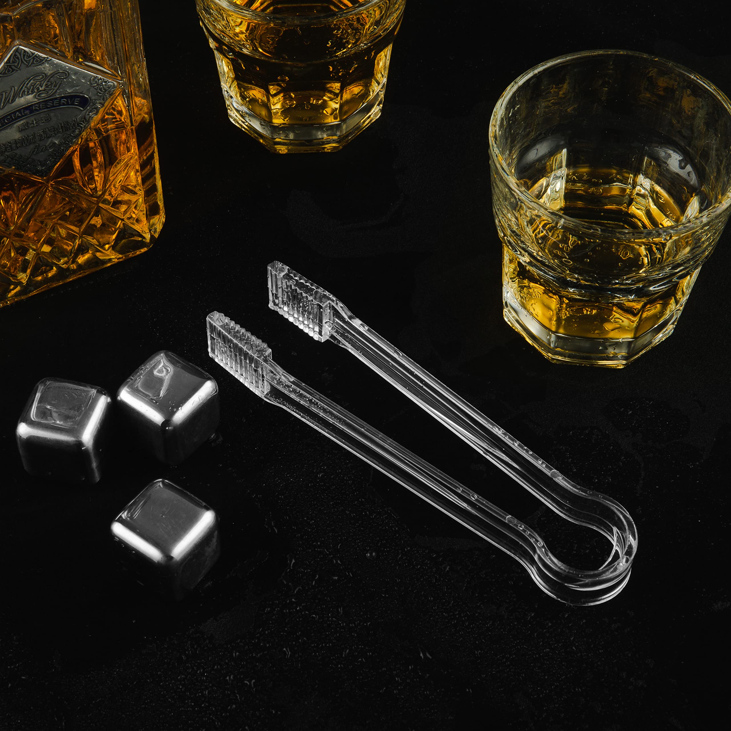 J-Chen 15Pcs Plastic Buffet Serving Tongs Mini Serving Utensil Tongs Appetizers Tongs Clear Kitchen Tongs 6.3 Inch Small Ice Ton