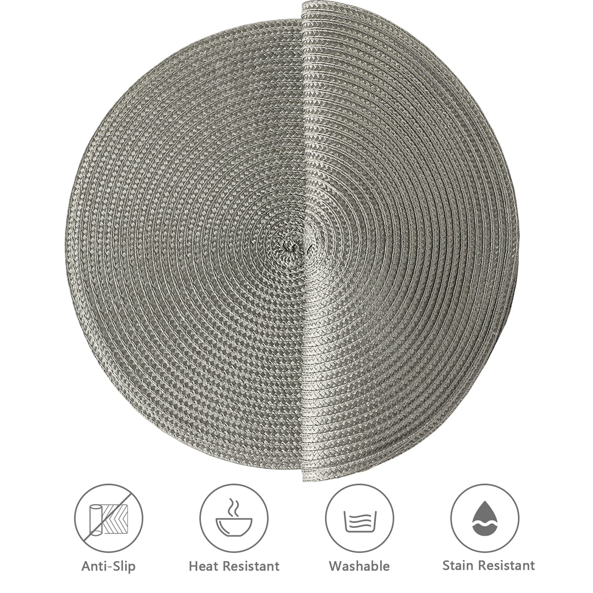 Wanyd Placemats Round Placemats For Dining Table Set Of 6,Small Circle Placemats Washable 12.6 Inch Heat Resistant Anti Slip Tab