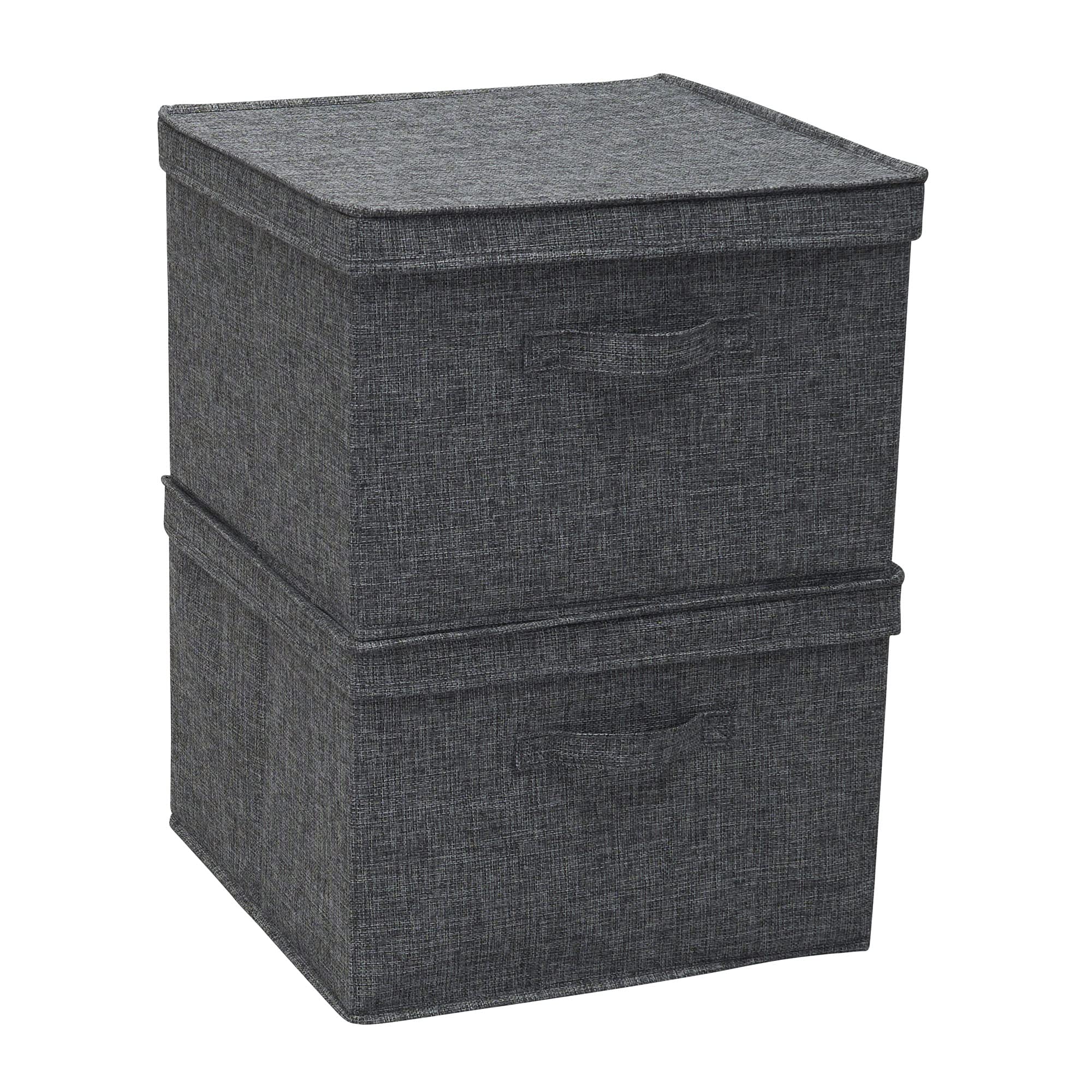 Household Essentials Square Fabric Storage Bins With Lids, Graphite, Set Of 2