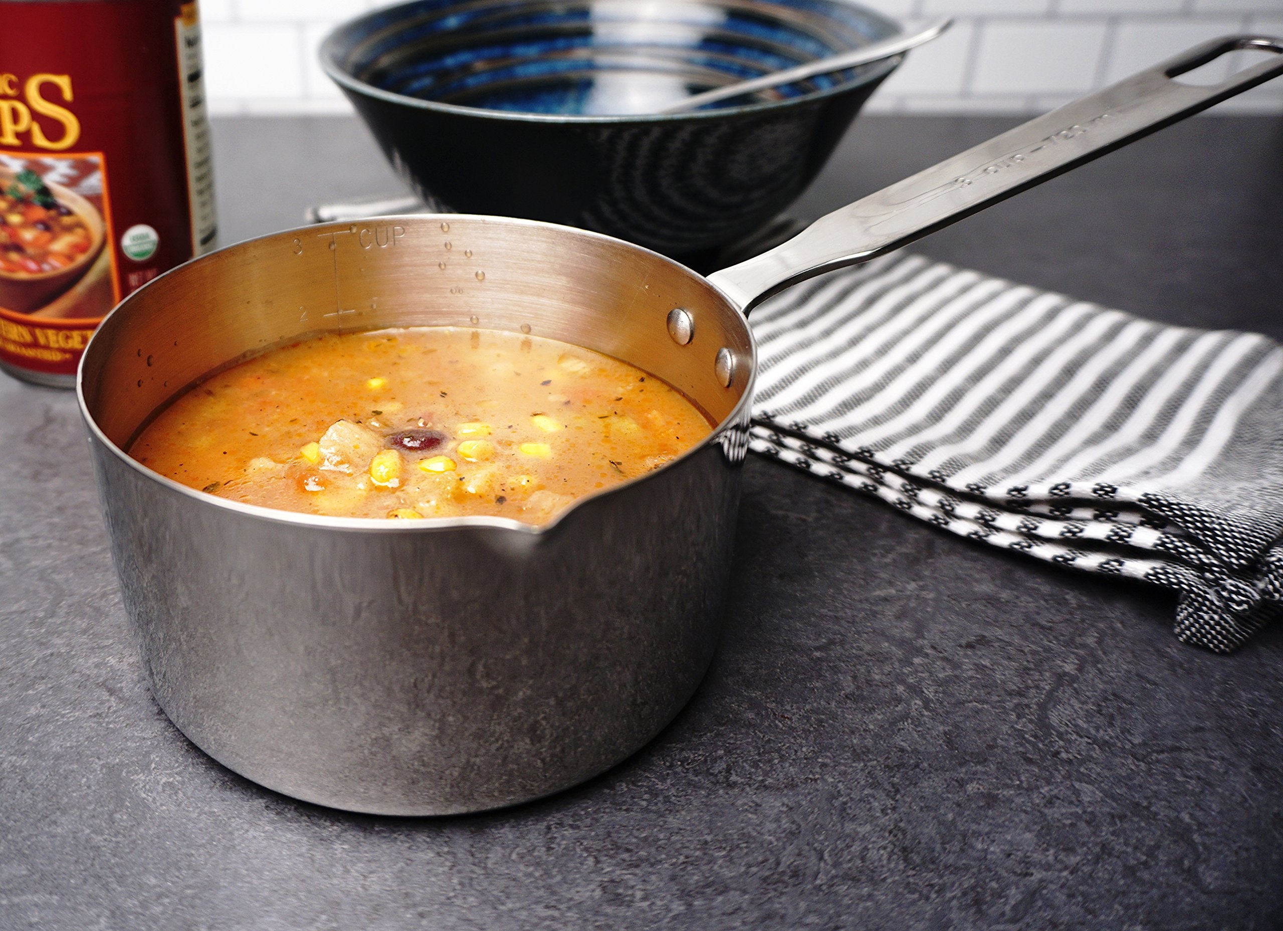 Rsvp International Endurance Stainless Steel Measuring Pan Scoop, 3 Cups | Dry Or Liquid | Baking Or Cooking | Ideal For Melting