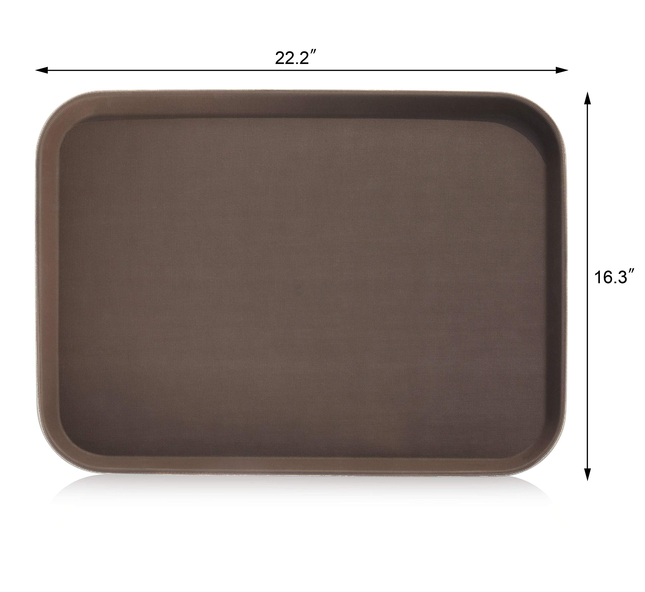 New Star Foodservice 25309 Restaurant Grade Non-Slip Tray, Plastic, Rubber Lined, Rectangular, 16-Inch X 22-Inch (Large), Brown