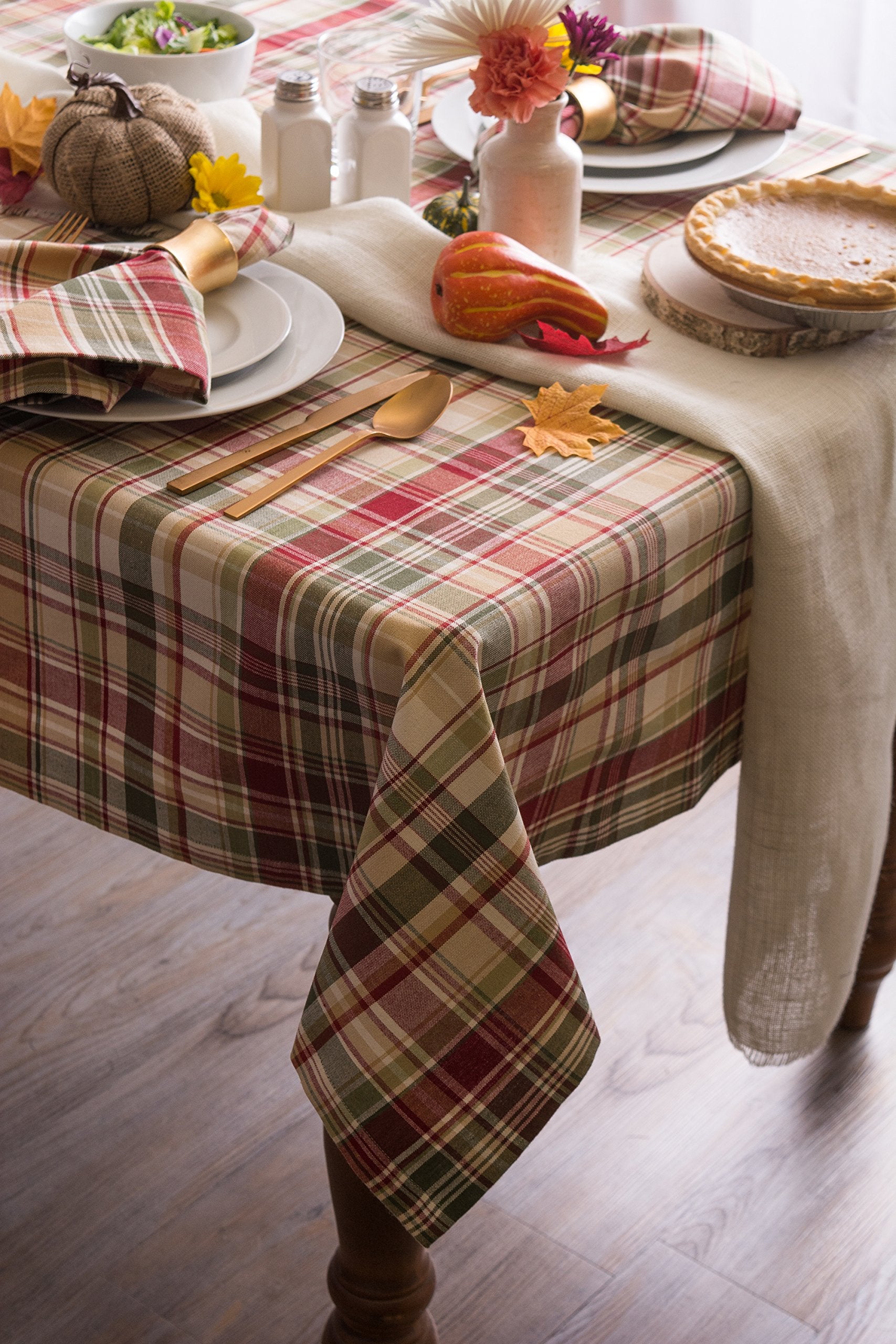 DII Give Thanks Plaid Tablecloth