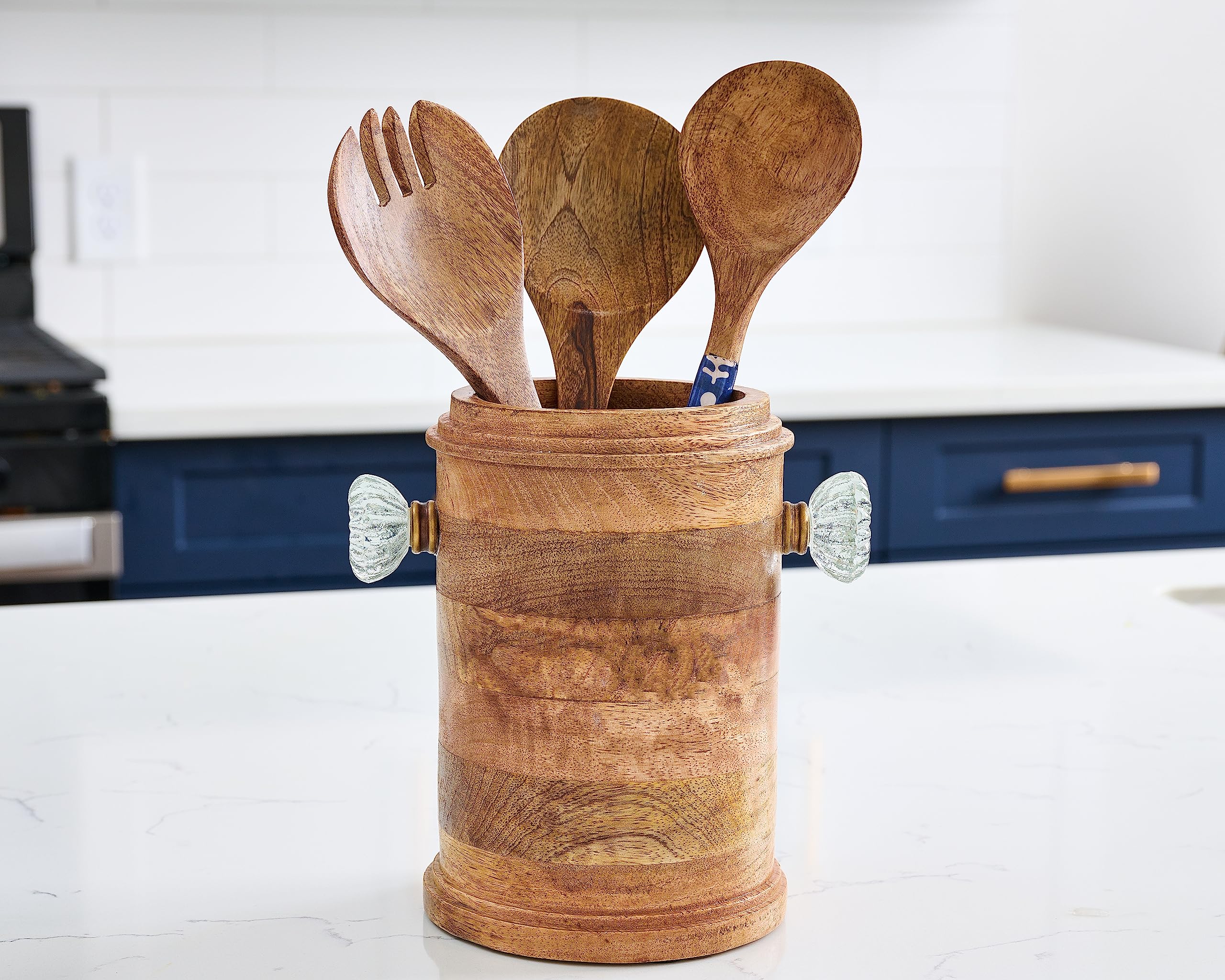 Mud Pie Utensil Holder, 7 1/2'' X 5 1/4', Brown