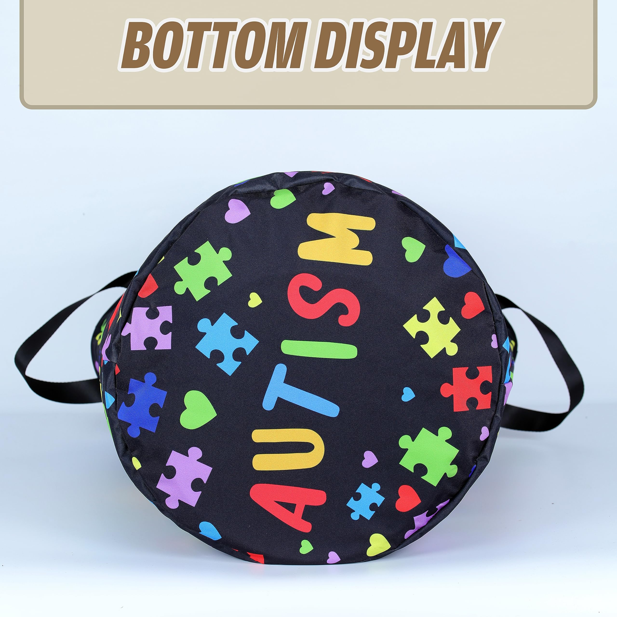 Autism Awareness Laundry Basket Puzzle Pattern Foldable Oxford Cloth Funny Tote Bag Laundry Hamper Clothes Storage Bucket Organi