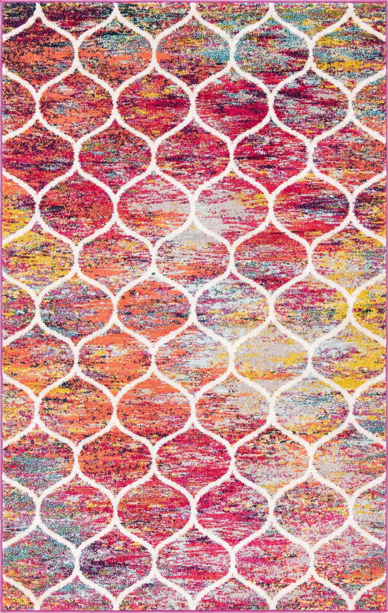 Unique Loom Trellis Frieze Collection Area Rug - Rounded (5 x 8, Multi/ Black)