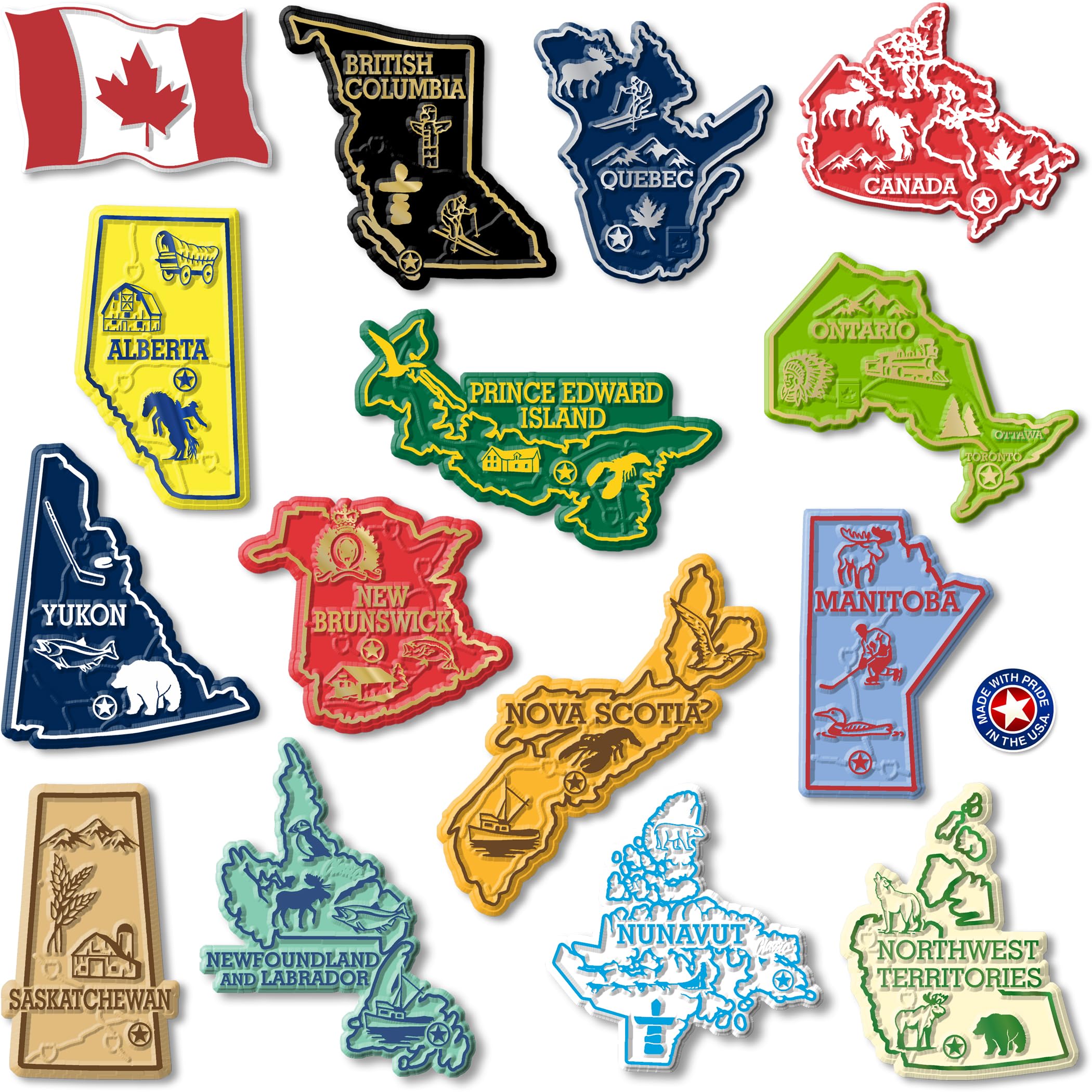 Canada Magnet Set by Classic Magnets  14-Piece Set  Collectible Souvenirs Made in The USA