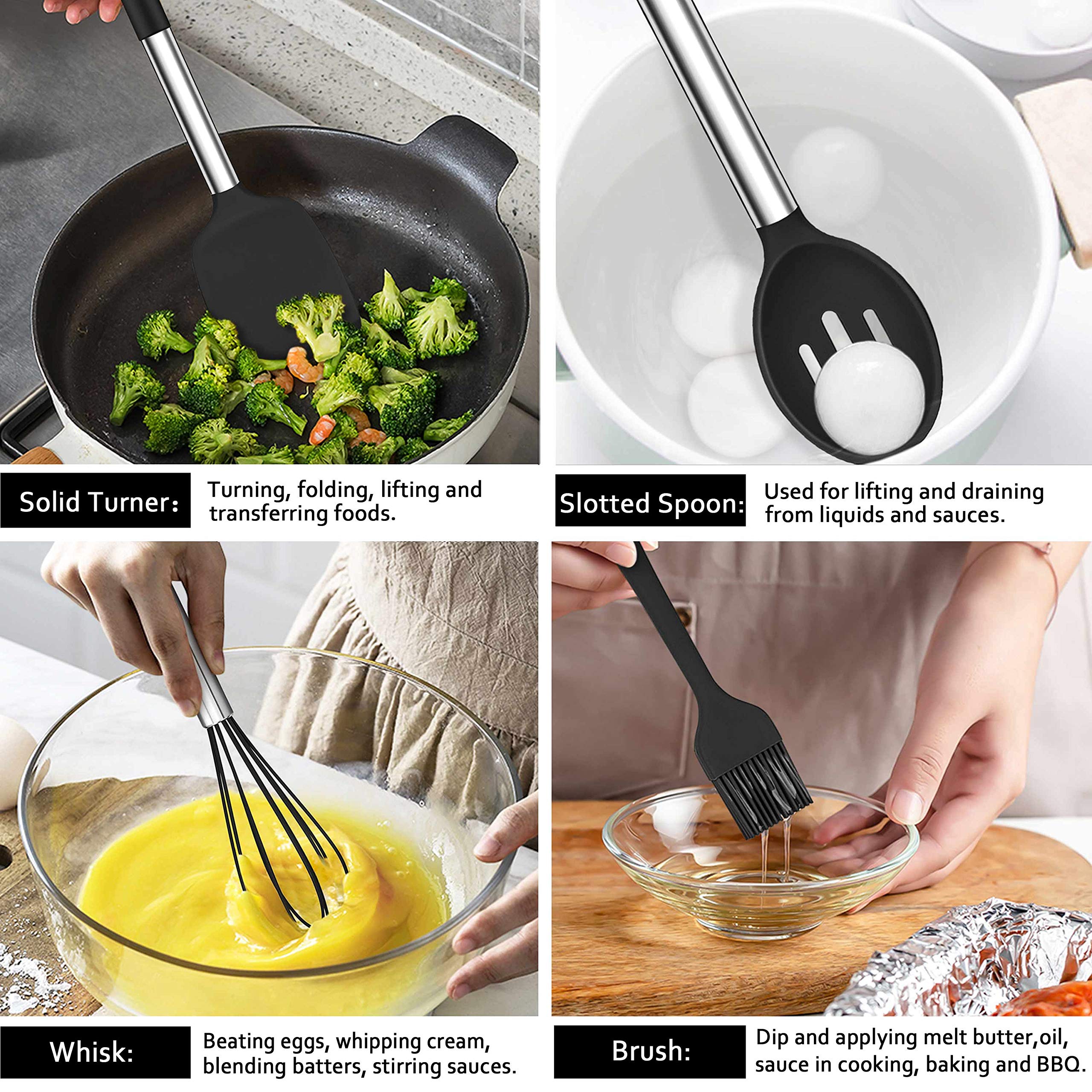 Lianyu 43 Pcs Kitchen Cooking Utensils Set, Silicone Cooking Utensils Spatula Set With Holder, Heat Resistant Kitchen Gadgets To