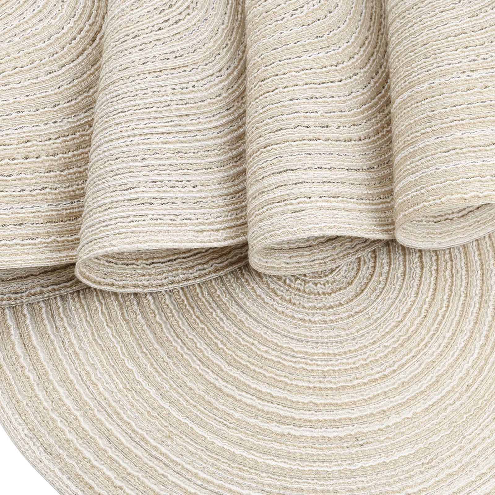 Topotdor 14 Inch Round Placemats Heat-Resistant Stain Resistant Anti-Skid Washable Polyproplene Table Mats Placemats (Beige  Set of 6)