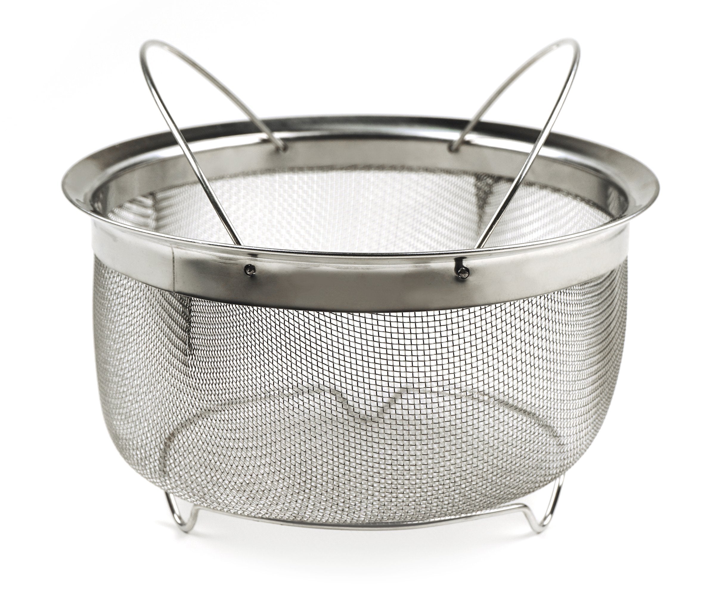 Rsvp International Mesh Colander Strainer Basket With Folding Handles, 3 Quarts | For Pasta, Frying, & Salads | Dishwasher Safe