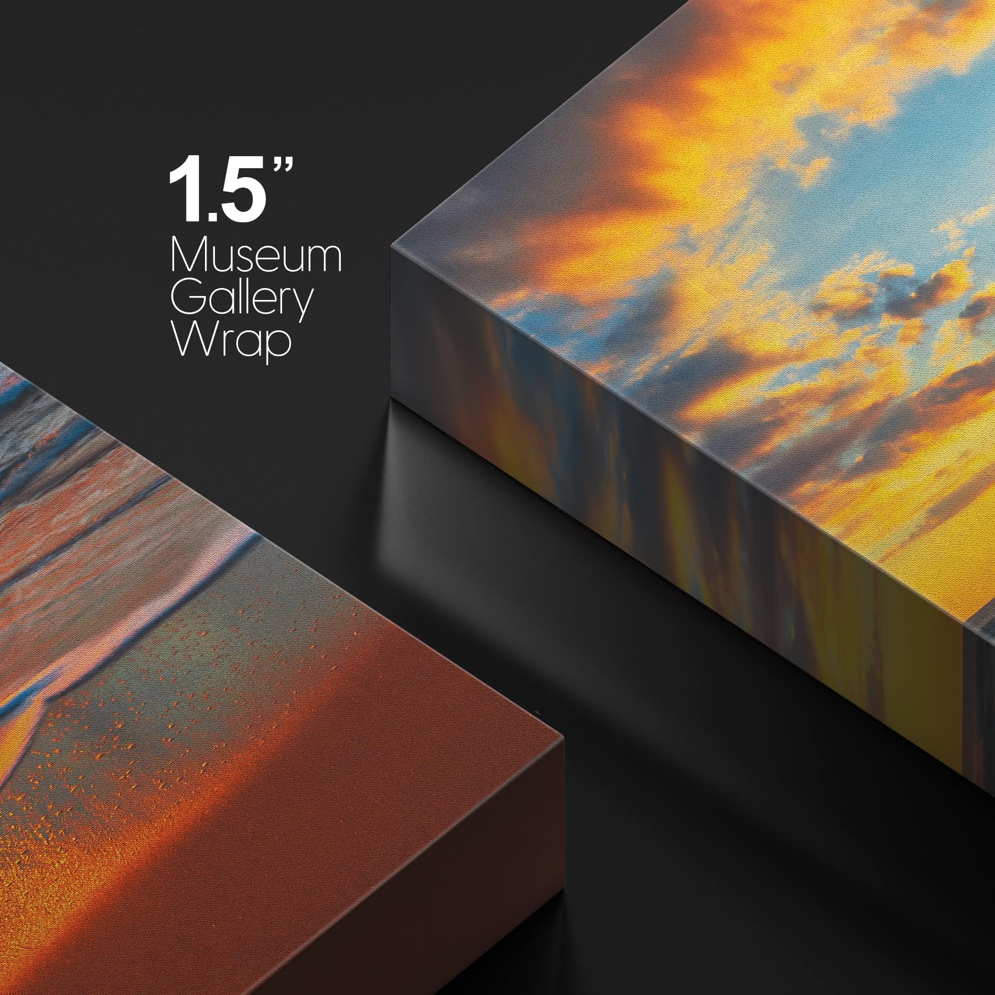 Wall26 Canvas Print Wall Art Vibrant Ocean Beach Paradise Sunset Sky Nature Wilderness Photography Realism Decorative Landscape