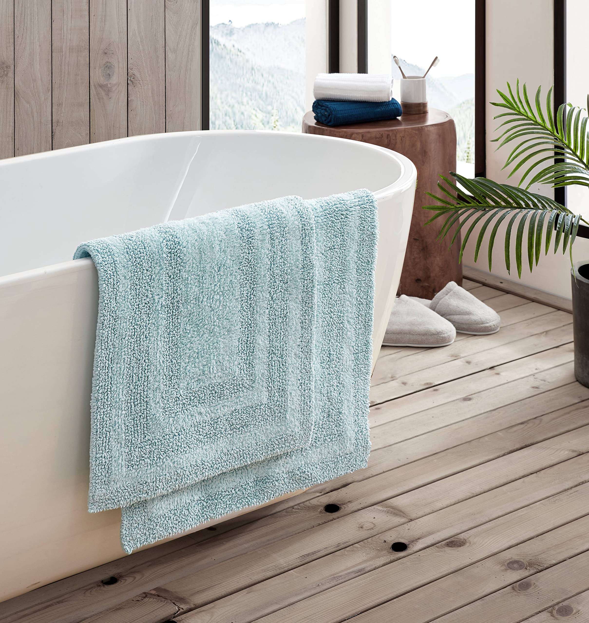 Eddie Bauer - Bathroom Rugs Set, Soft Tufted Cotton Bathroom Decor, Super Absorbent & Quick Dry (Logan Turquoise, 2 Piece)