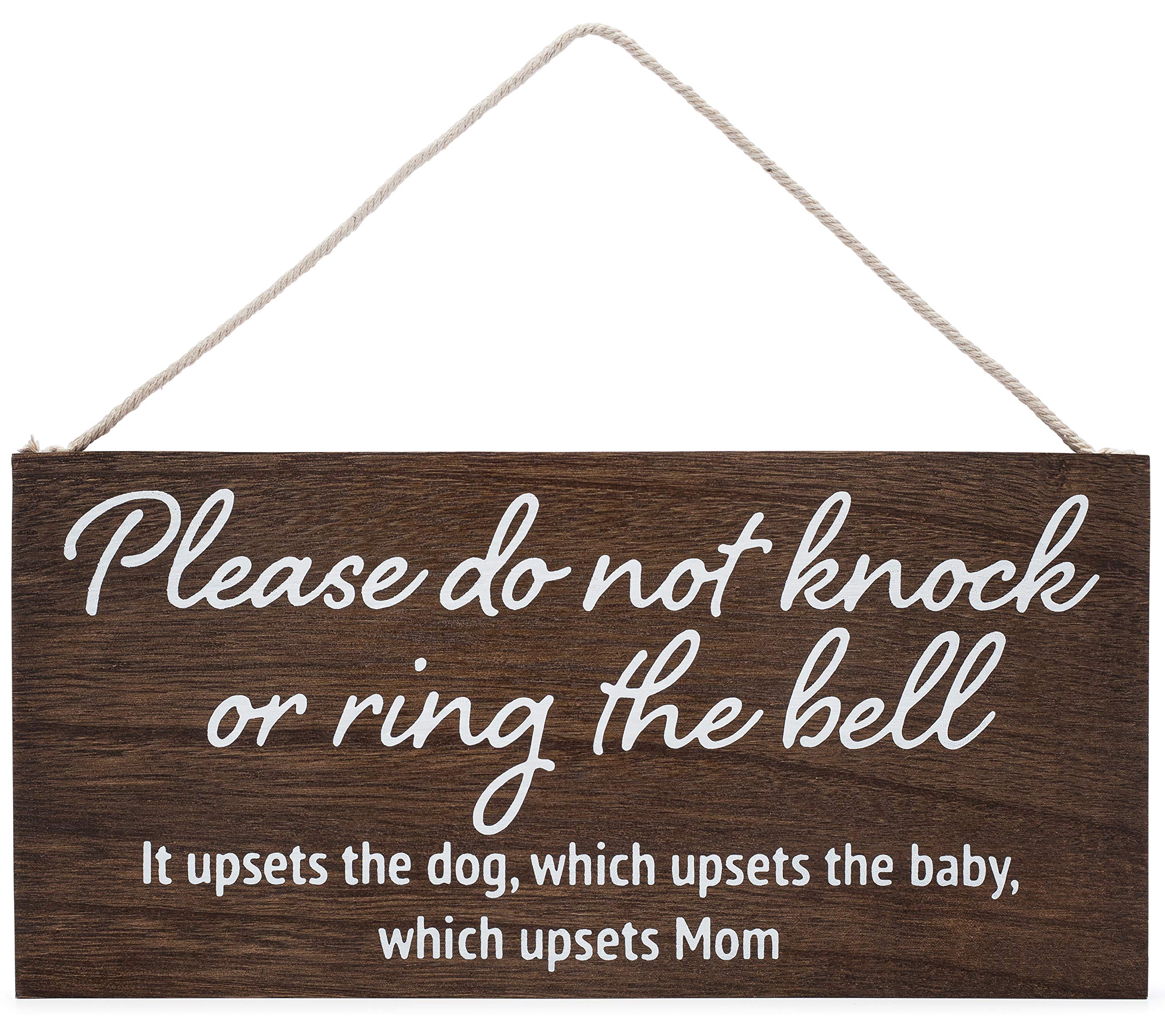 Baby sleeping sign for front door - Please do not knock or ring the bell, it upsets the dog, which upsets the baby, which upsets