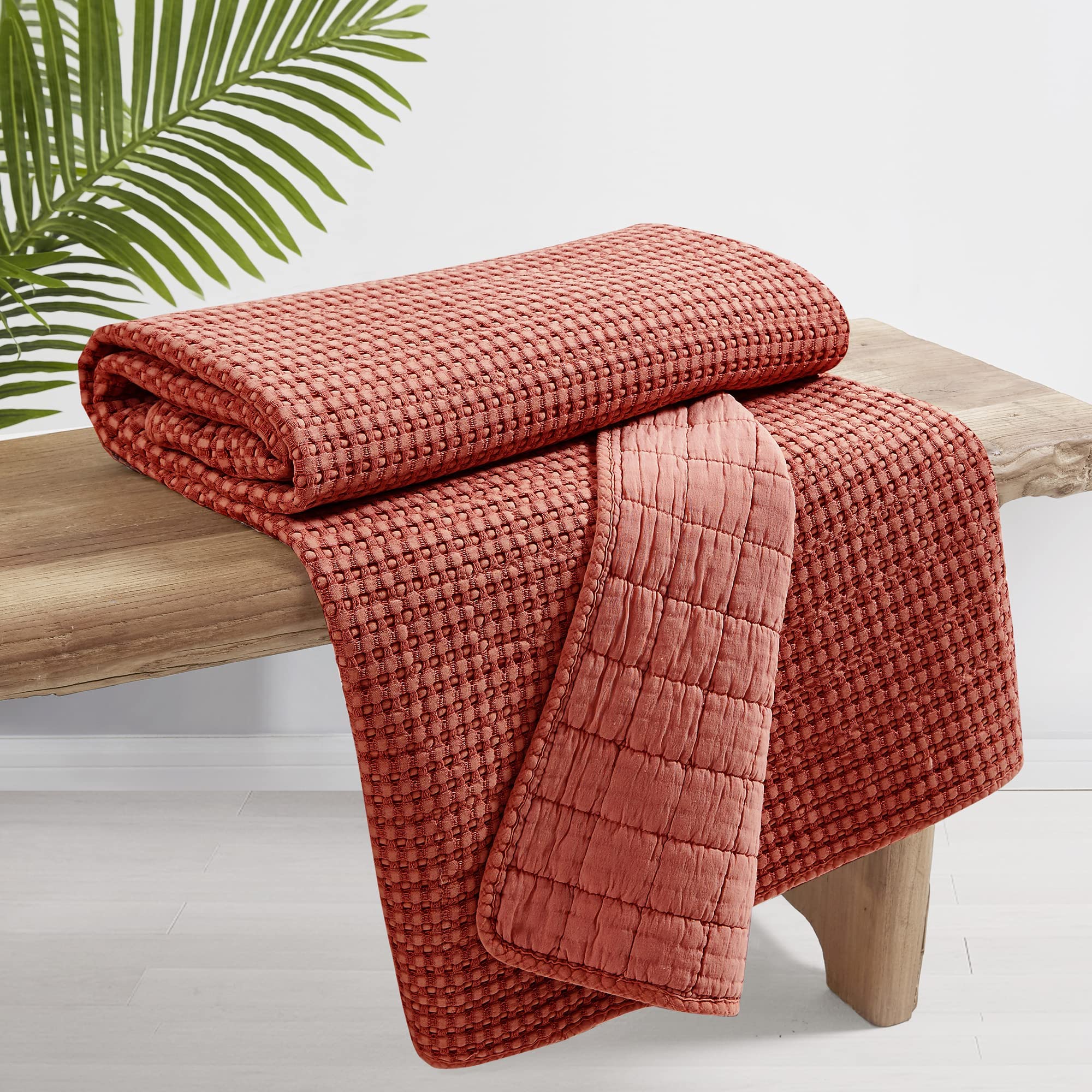 Levtex Home - Mills Waffle - Throw - Adobe Cotton Waffle - Throw Size 50 X 60In