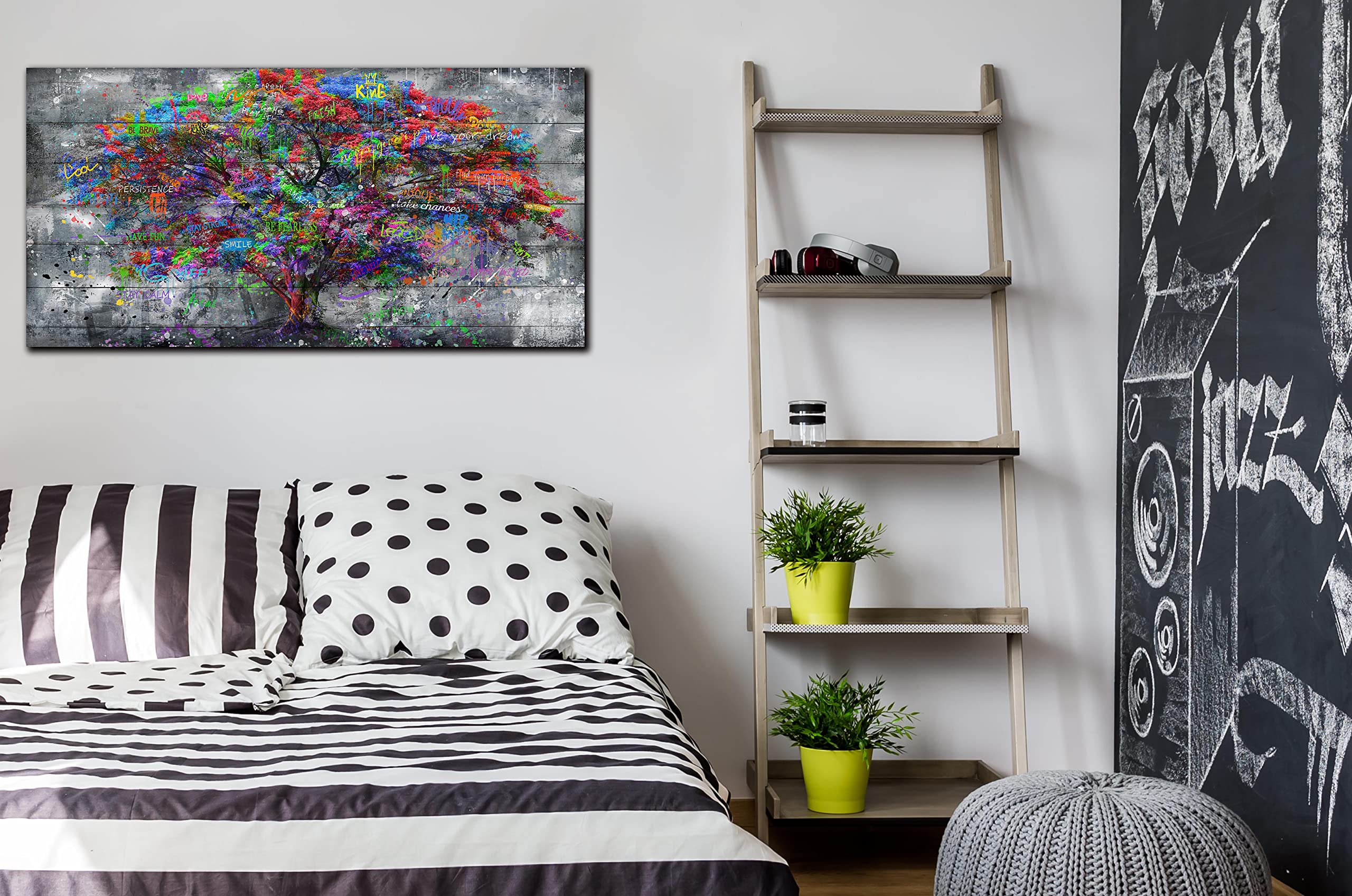 Sixttart Floral Wall-Decor - Banksy Canvas Wall Decor - Graffiti Wall Art For Living Room Ready To Hang Size 40'' X 20''