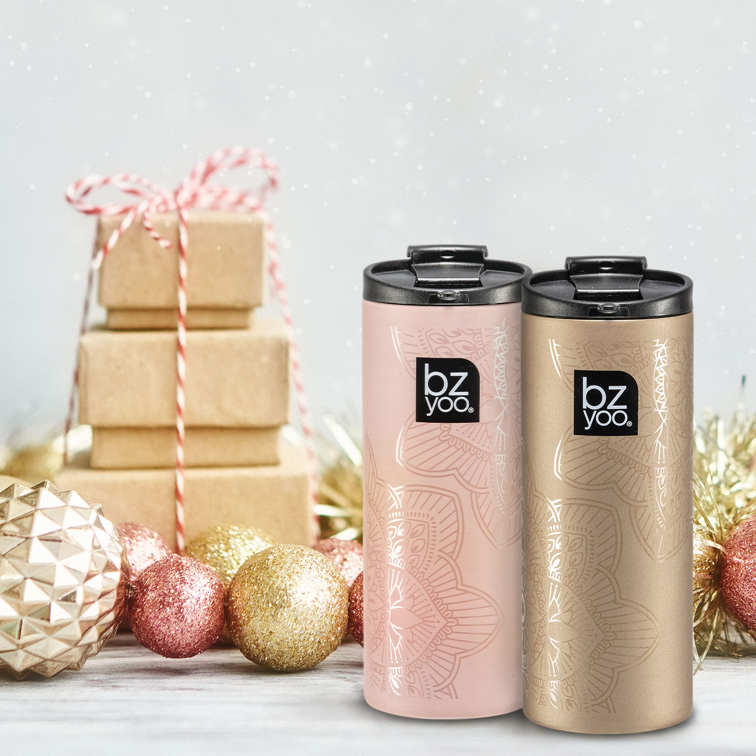 Bzyoo Brew 12Oz Stainless Vacuum Insulated Skinny Tumbler Coffee Drinking Mug Water Thermal Bottle With Leak Proof Lid For Every