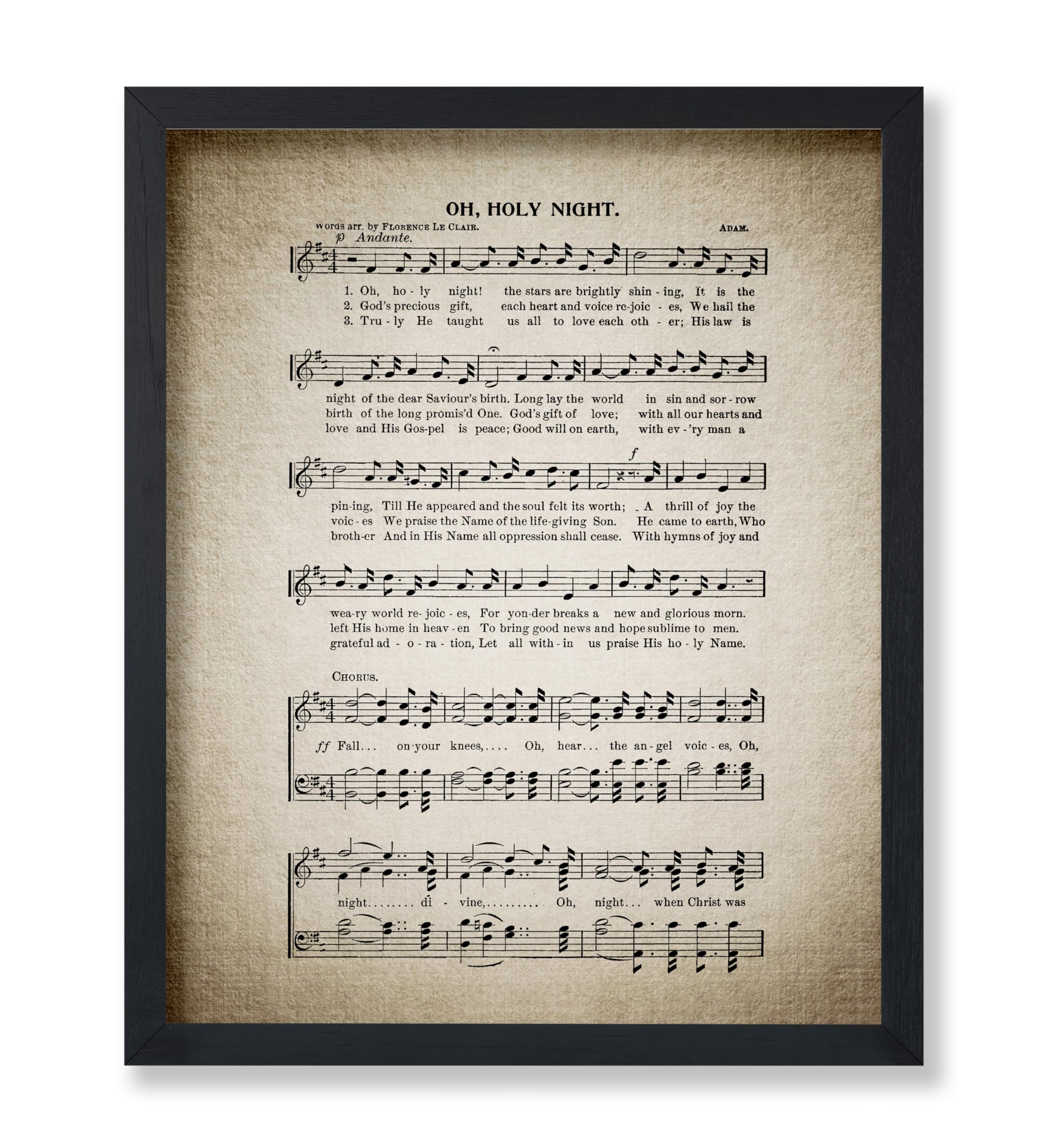 Poster Master Oh Holy Night Poster - Christmas Song Sheet Print - Sheet Music Art - Holiday Gift for Him, Her, Musician - Perfec