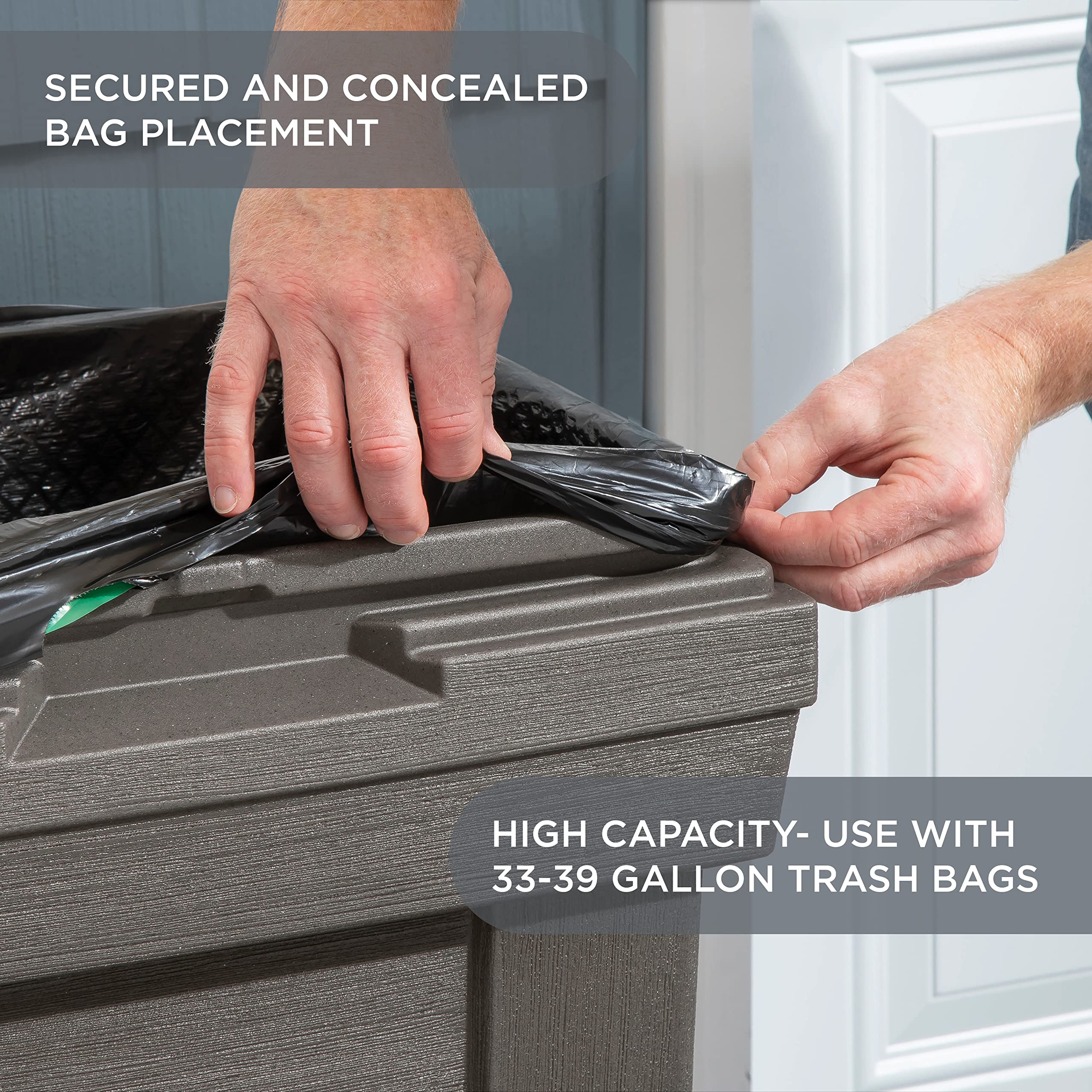 Step2 Lakewood Garbage Container - Dark Cedar - Indoor/Outdoor Refuse Container - Large Capacity Garbage Receptacle - Decorative