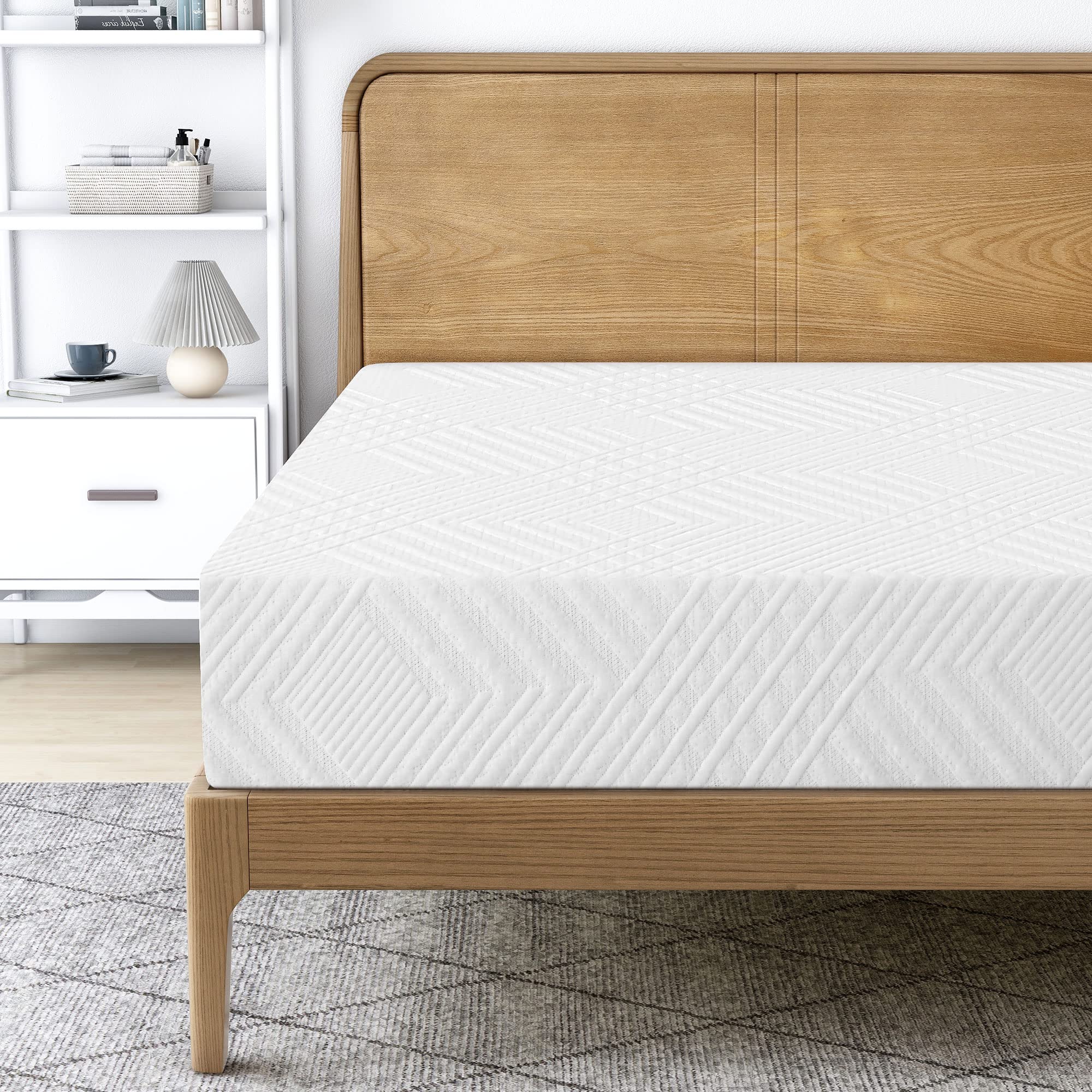 Liferecord 10 Inch Full Mattress In A Box, Gel Memory Foam Mattresses Made In Usa For Full Bed, Medium Feeling, White