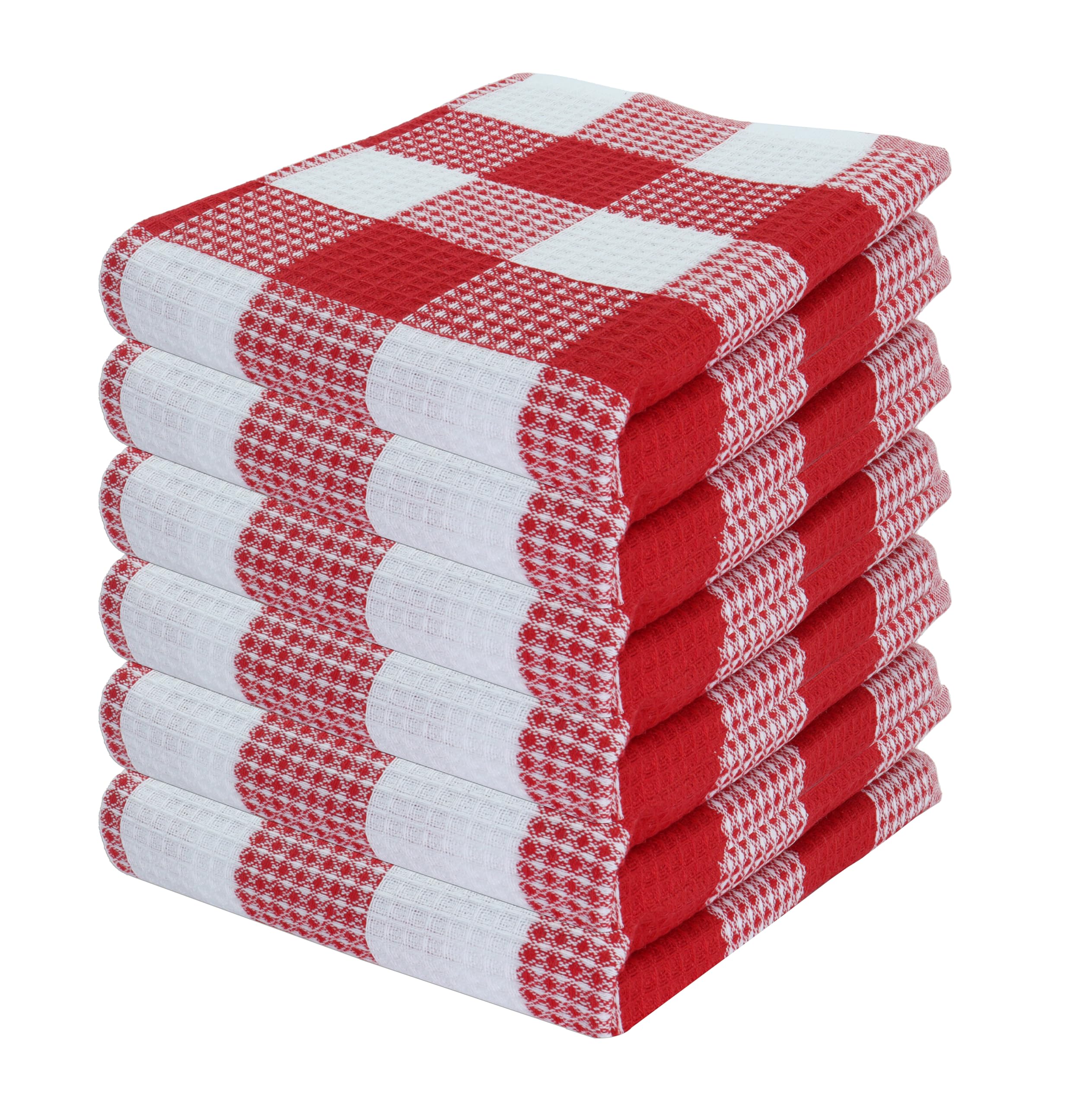 PurpleEssences 100% Cotton Waffle Weave Check Plaid Kitchen Towels, Super Soft and Absorbent Dish Towels for Drying Dishes 15x25