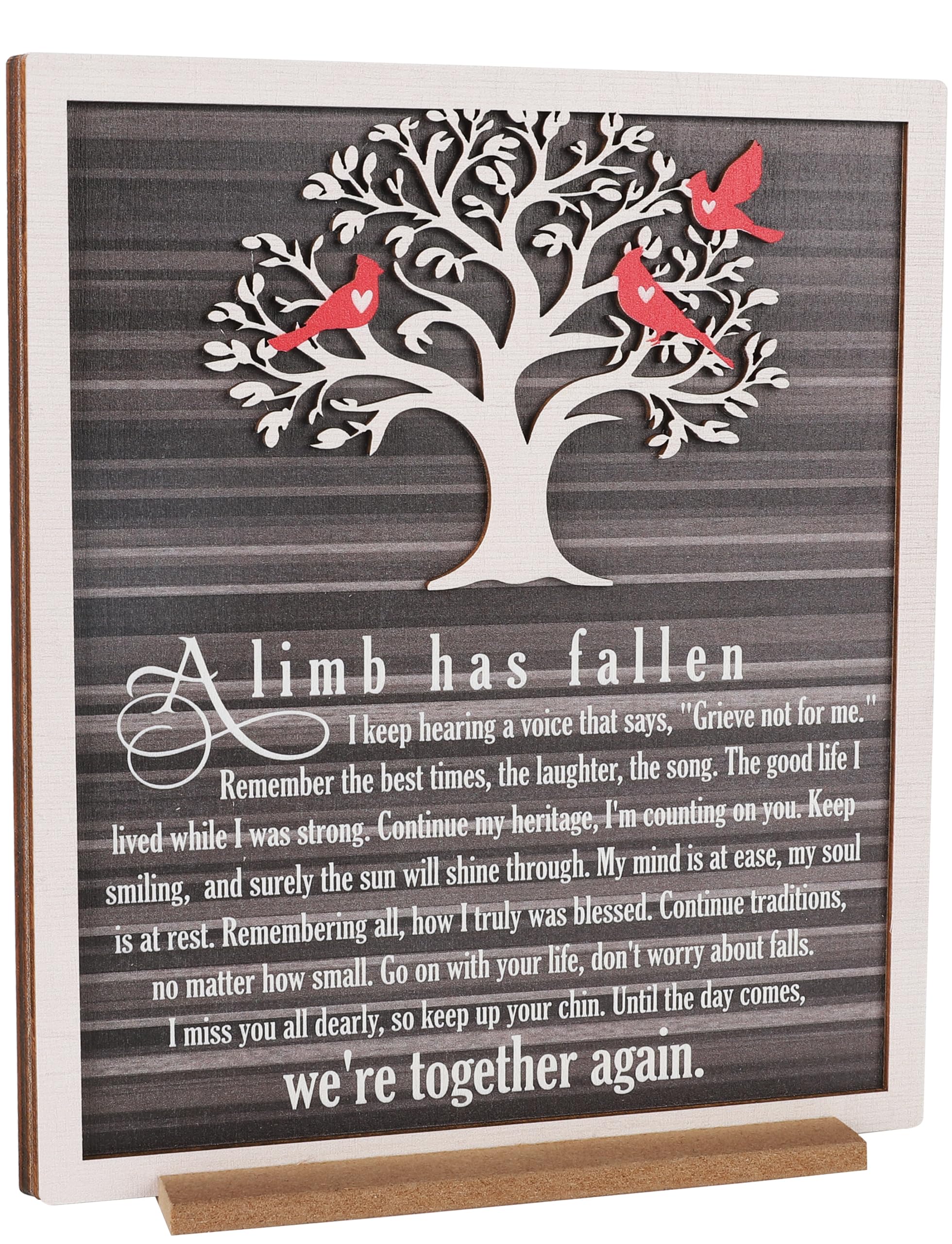 A Limb Has Fallen    Memorial Tree Plaque - Sympathy Gift for Loss of Mom, Dad, or Loved One - Rustic Wooden Family Tree Sign fo