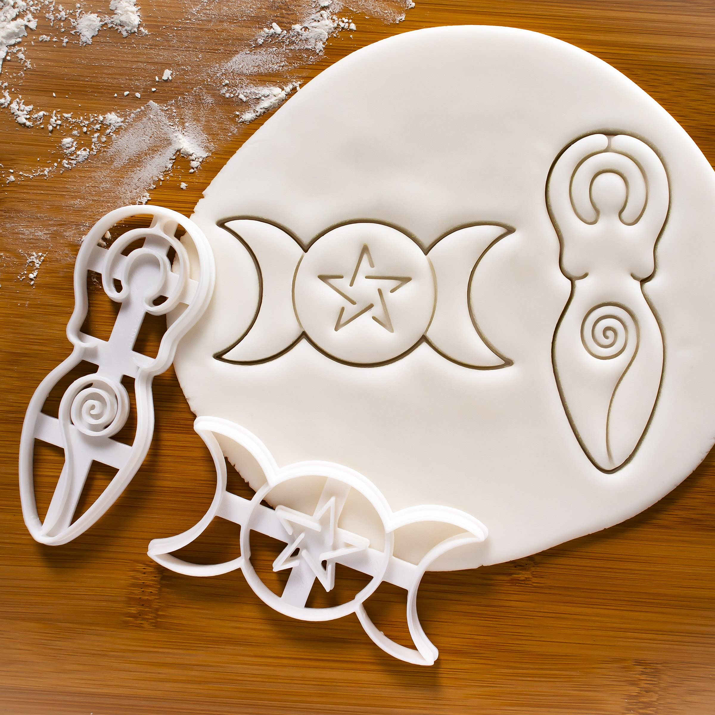 Set Of 2 Goddess Cookie Cutters (Designs: Triple Goddess And Spiral Goddess), 2 Pieces - Bakerlogy