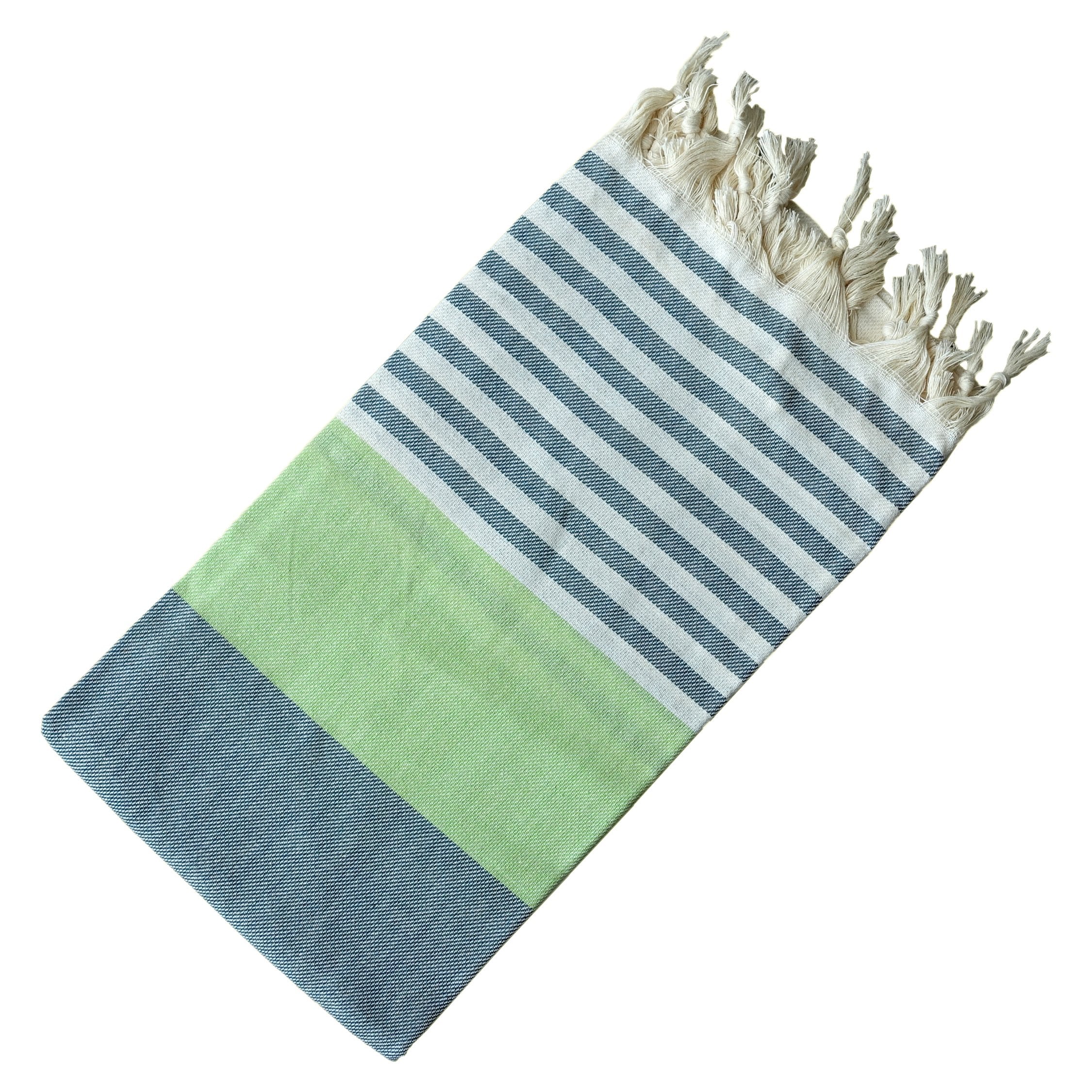 Dandelion - Palette Pattern - 100% Naturally-Dyed Cotton Turkish Towel Peshtemal - 71X39 Inches - Olive Green & Pistachio Green