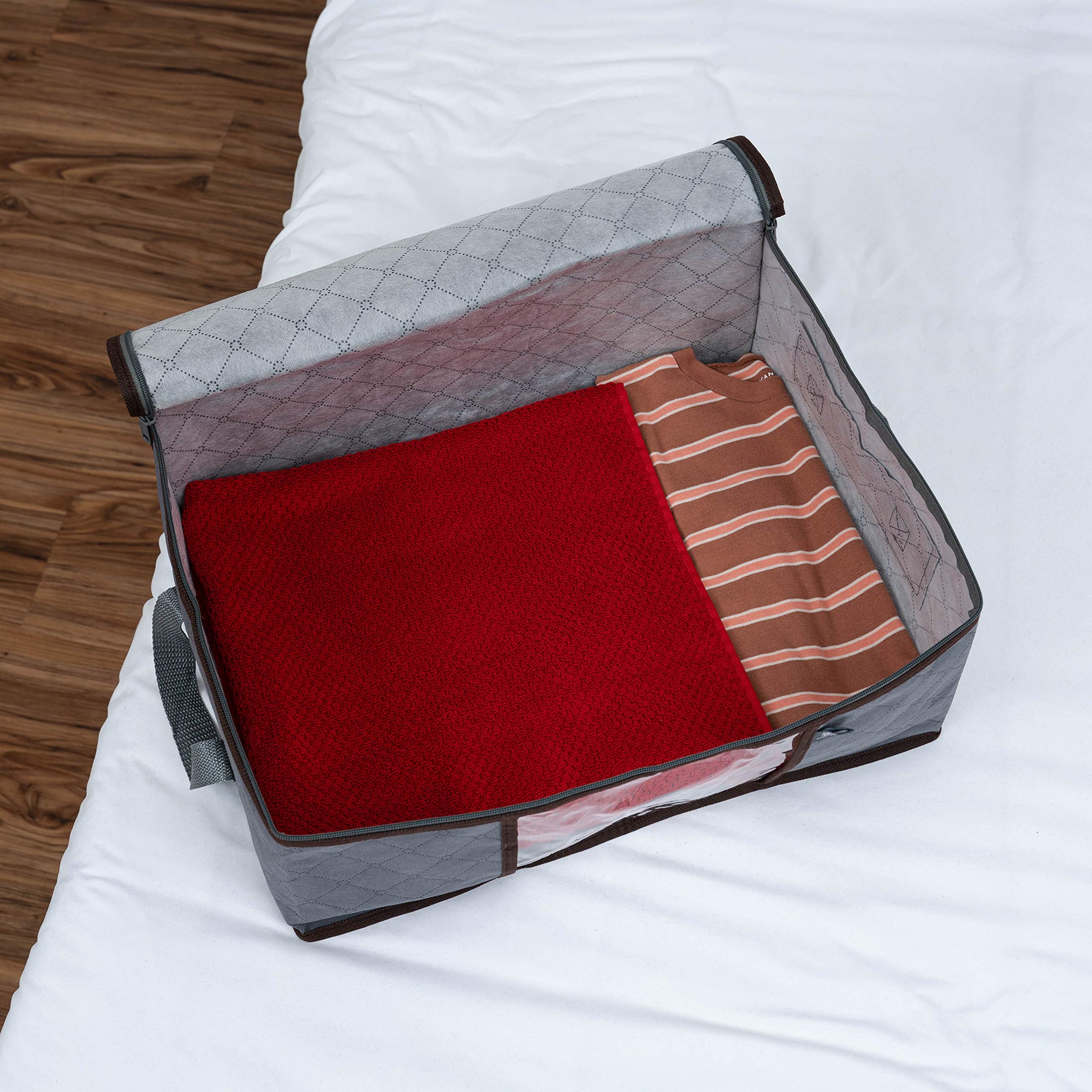 VENO 3 Pack Large Clothes Storage Bag Organizer with Reinforced Handle Thick Fabric for Comforters, Blankets, Bedding, Foldable