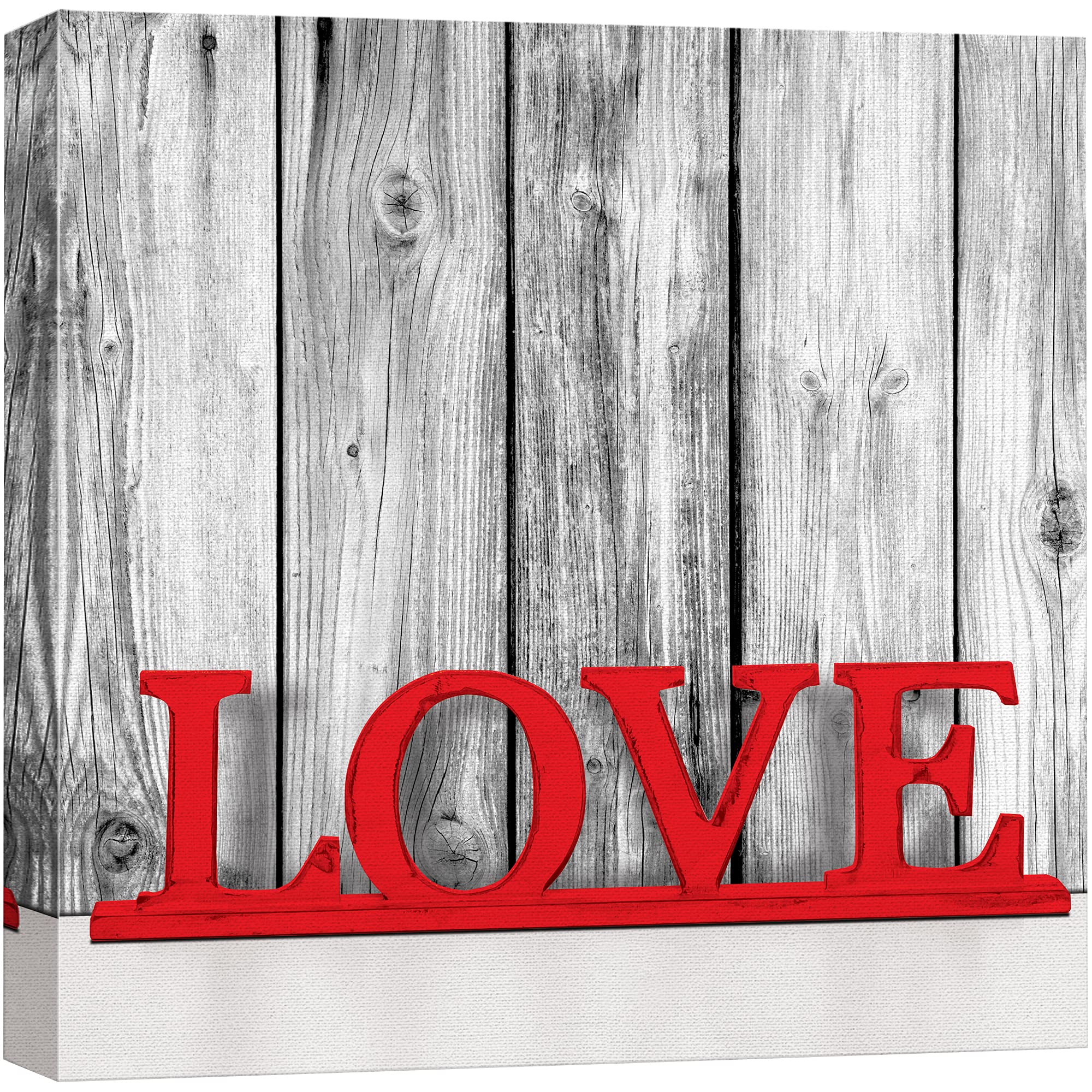 Wall26 Canvas Print Wall Art Pop Of Color Love Sign With Wood Panels People Family Typography Realism Chic Scenic Relax/Calm Mul