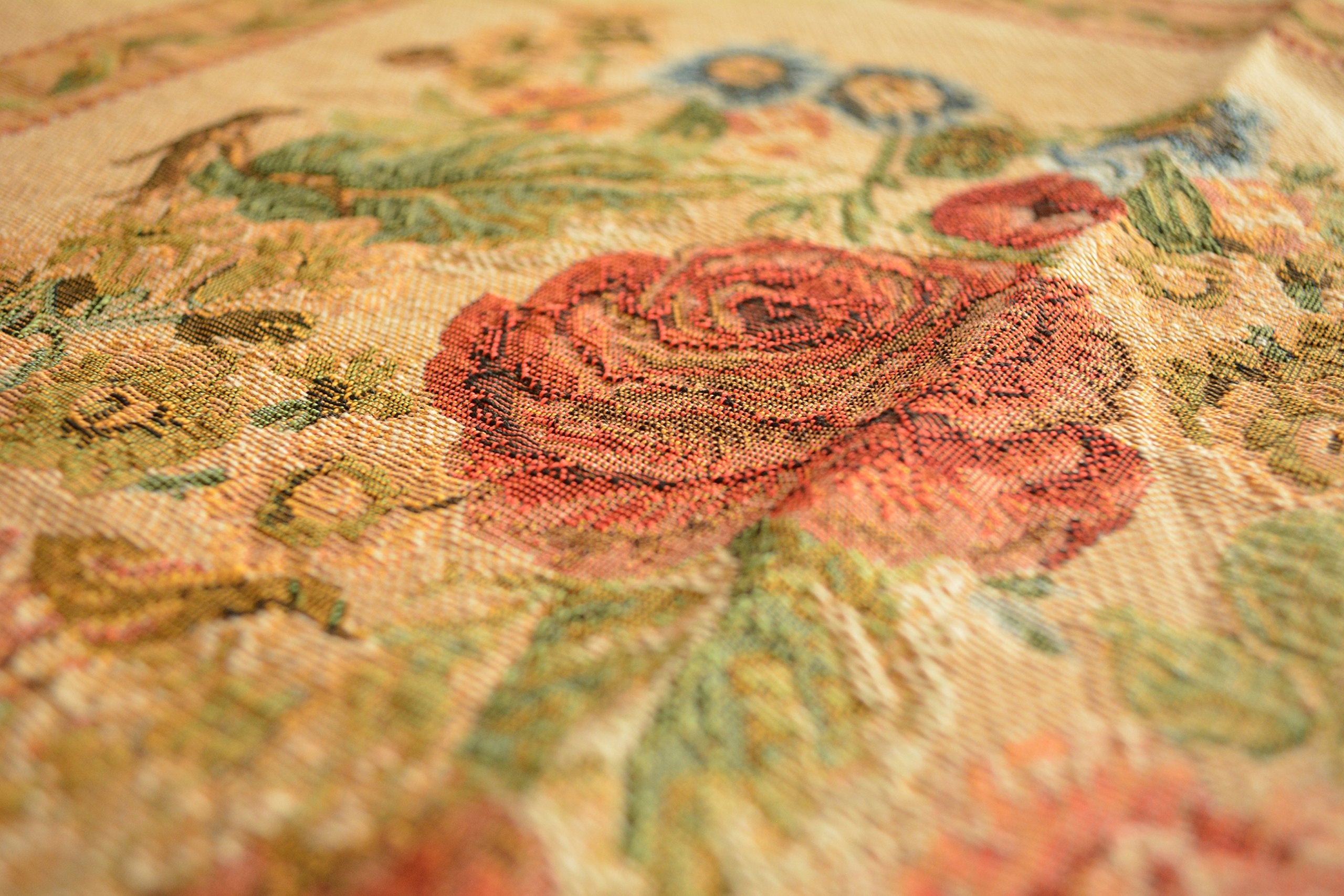 Tache 35 Inch Round Floral Country Rustic Morning Meadow Woven Tapestry Tablecloths - 3098