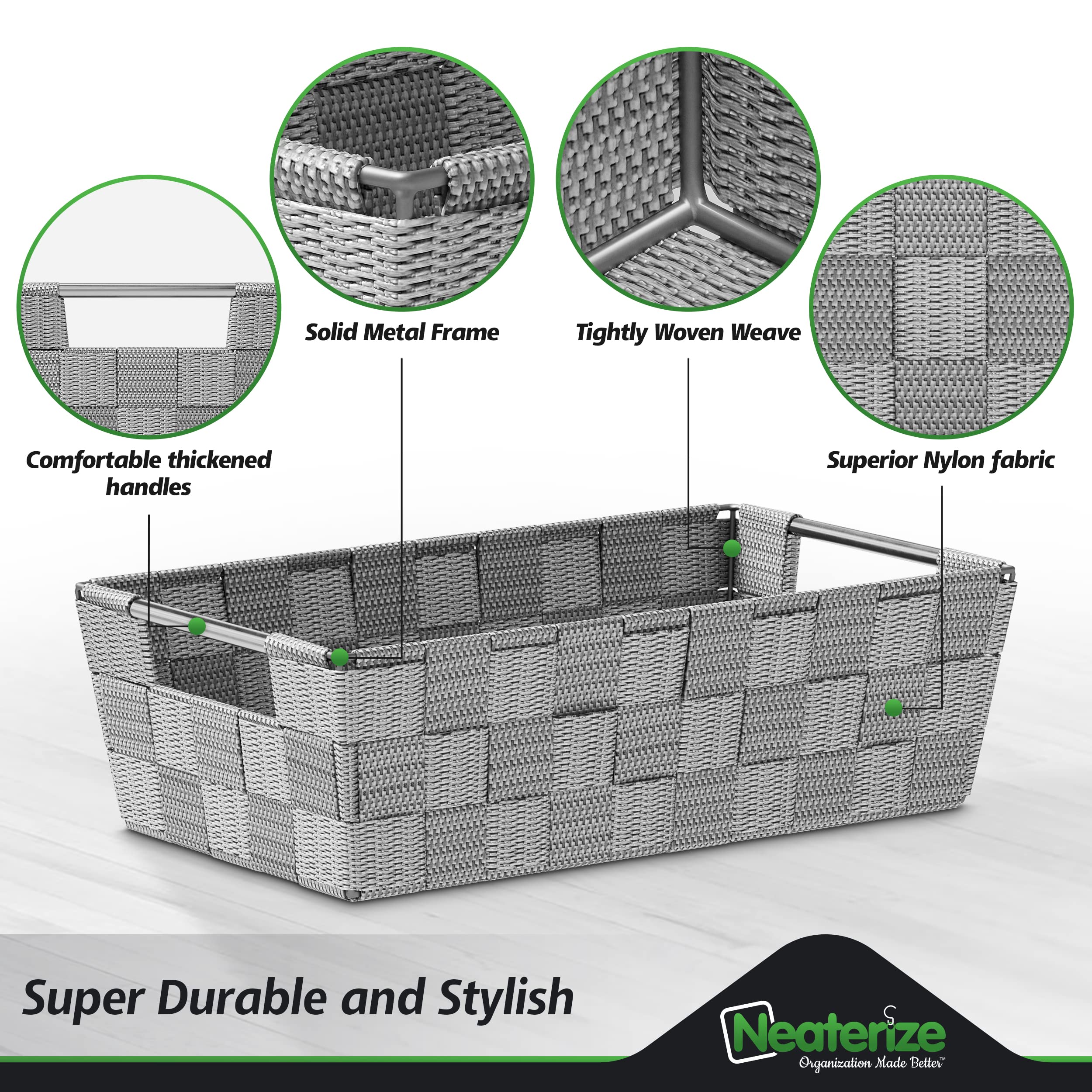 Neaterize Basket For Closet Organization And Storage (Set Of 9)- Perfect Storage Baskets For Bathroom,Laundry,Baby Nursery Cloth