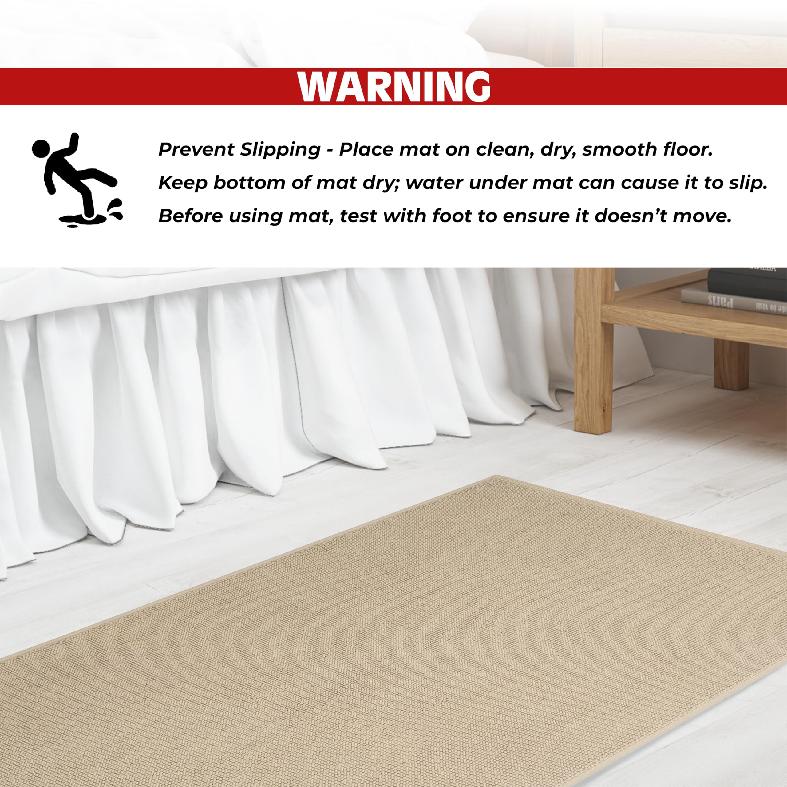 Cotton Paradise Bath Rug for Bathroom  17x24 inch 100% Cotton Non Slip Bath Mat Rug  Soft Absorbent Machine Washable  Beige Bath Rug