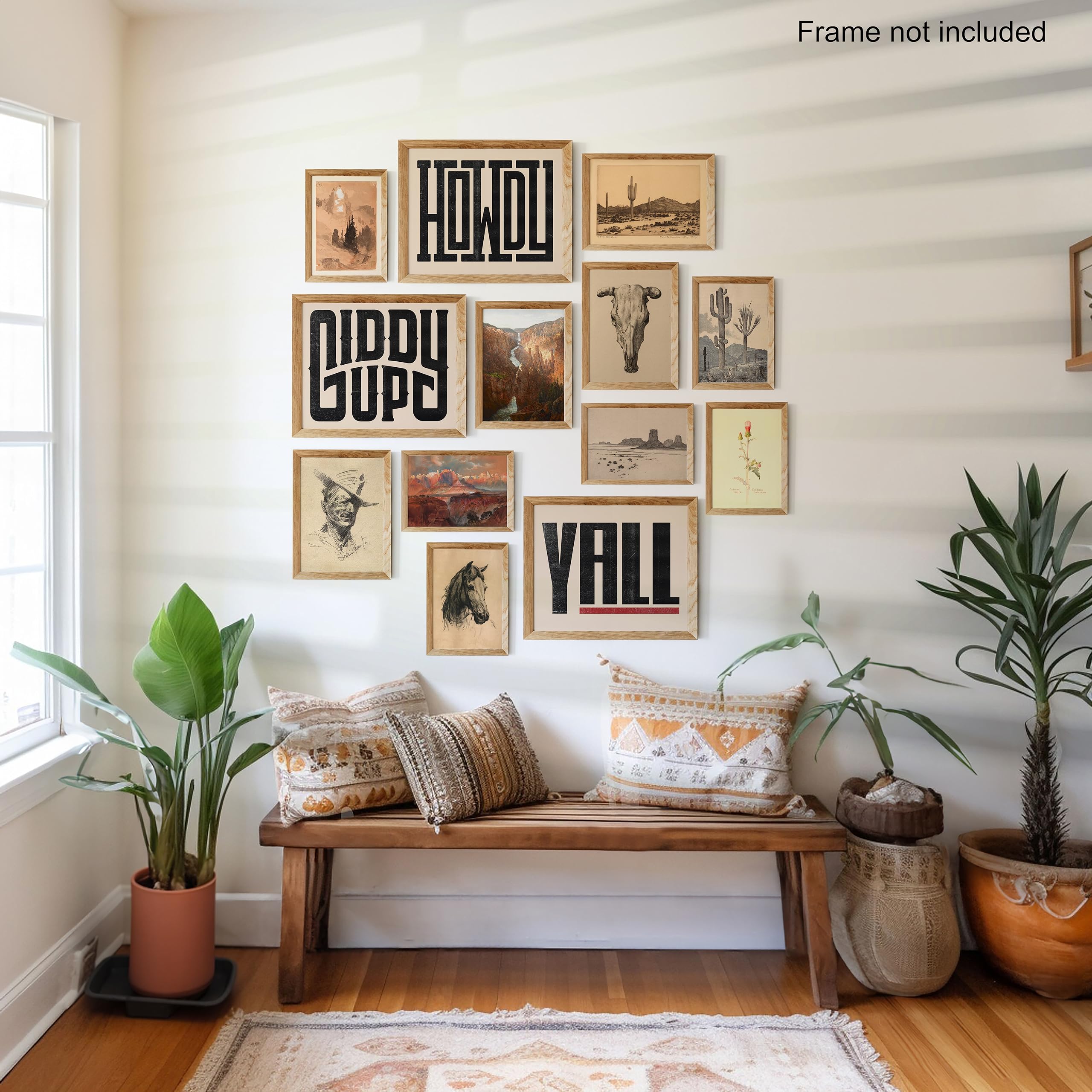 Waschbr Western Wall Decor, Farmhouse Posters, Boho Ranch Desert Southwest Wall Collage Kit, Western Aesthetic Art Pictures For