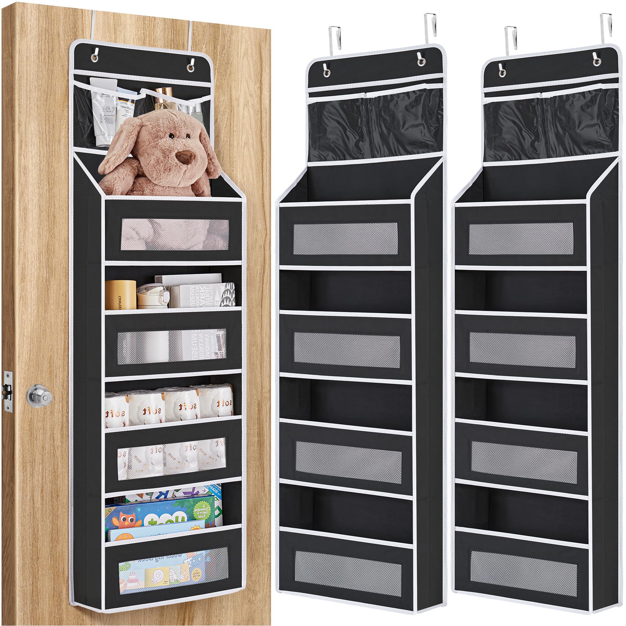 Jarlink 2 Pack 5-Shelf Over Door Organizer Storage, Upgrade Hanging Storage With Clear Window, 50 Lbs Load Storage Organizer For