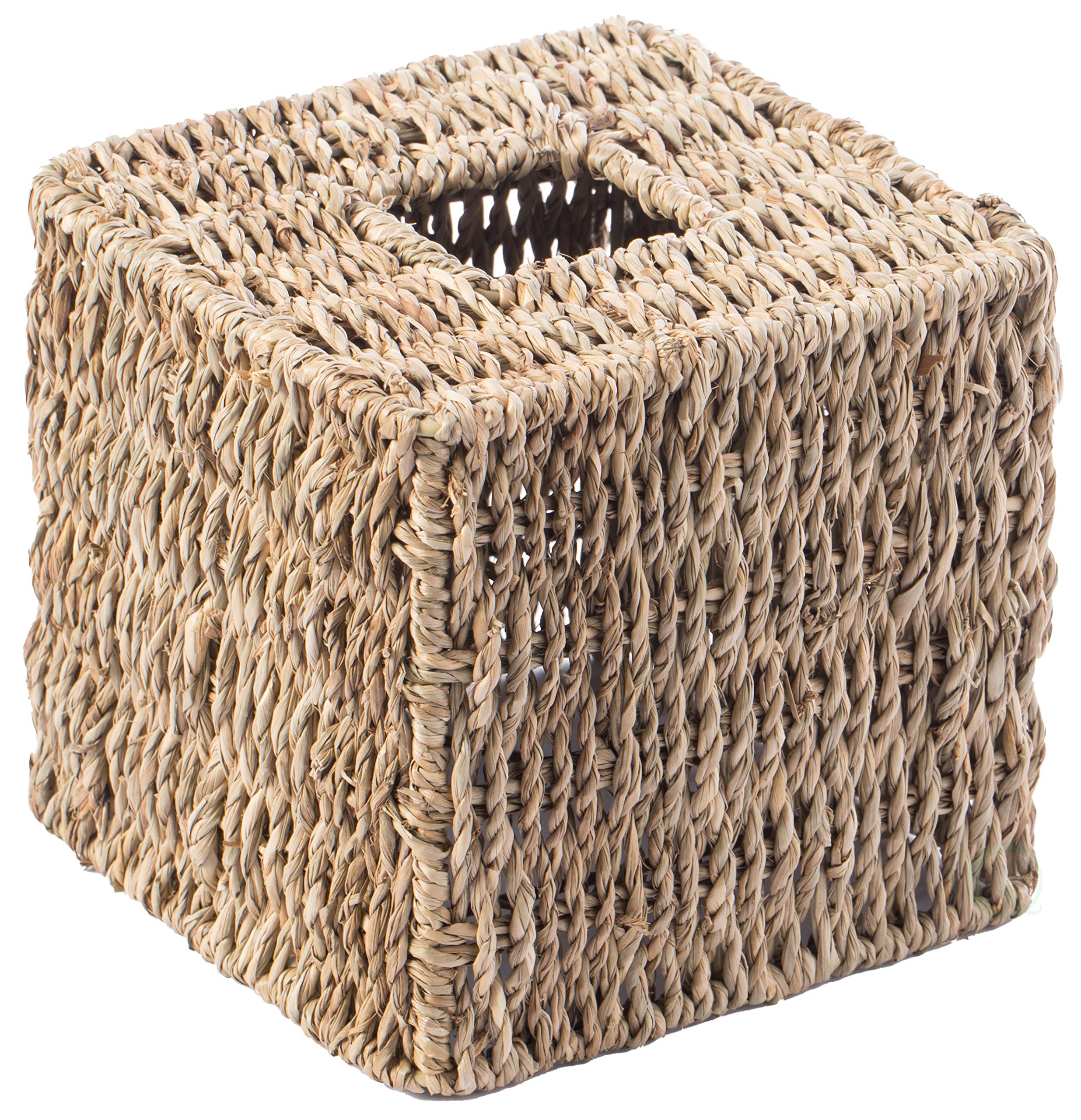 Vintiquewise Natural Woven Seagrass Wicker Square Tissue Box Cover Holder