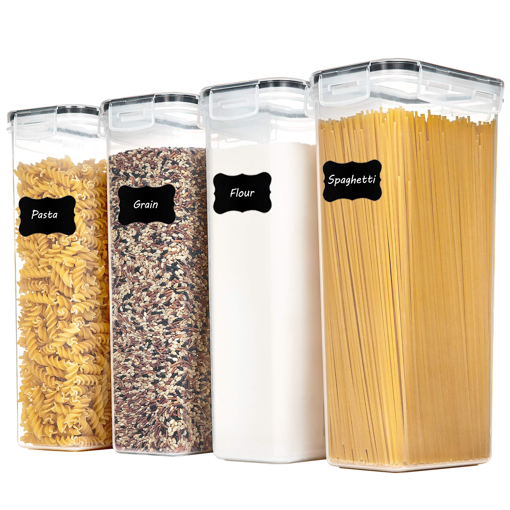 Vtopmart 4Pc Airtight Pasta Storage Containers, 2.8L, Bpa Free, Black