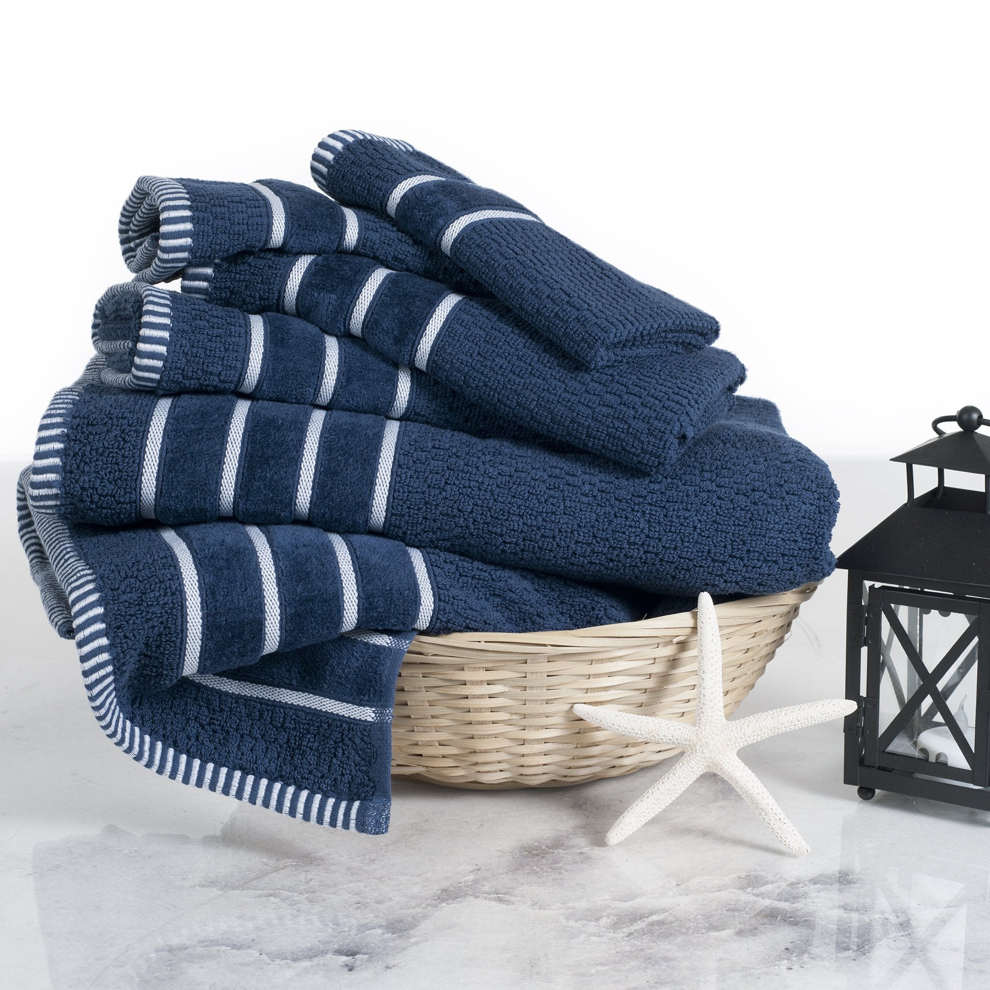 Combed Cotton Towel Set- Rice Weave 100% Combed Cotton 6 Piece Set With 2 Bath Towels, 2 Hand Towels And 2 Washcloths By Lavish