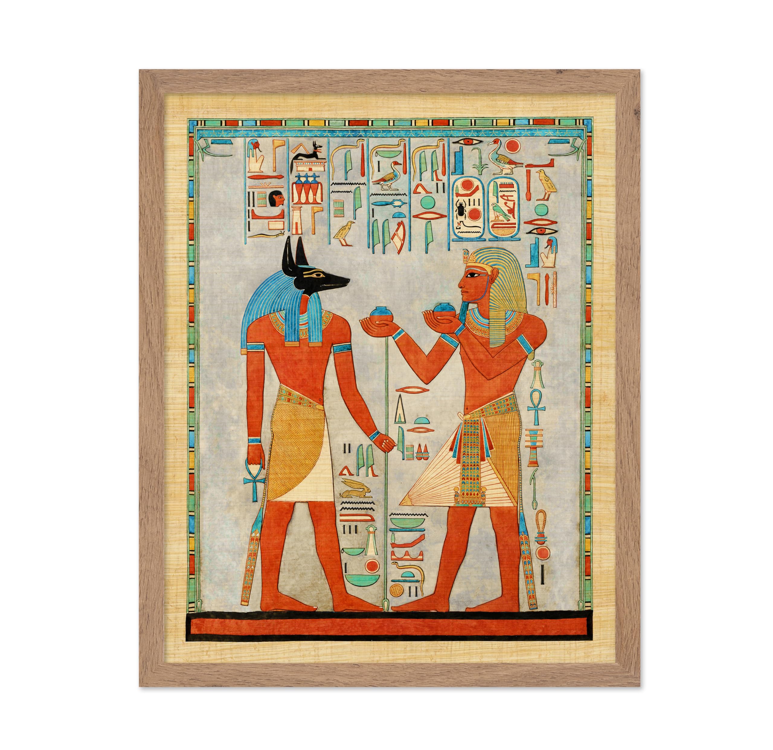 Poster Master Ancient Mythology Poster - Vintage Egyptian Print - Gift for Artist, Friend - King with Anubis, Tomb of Haremhab, 